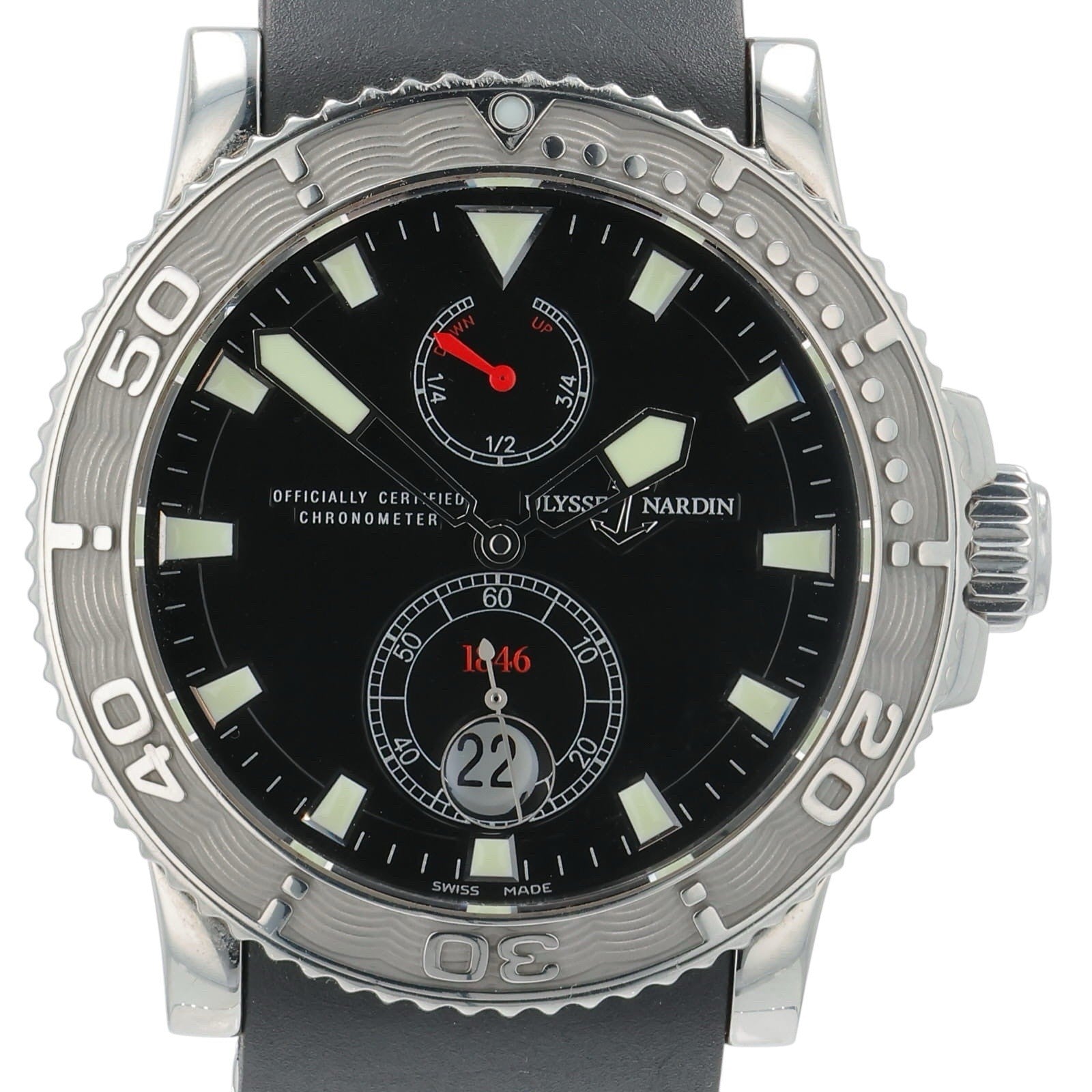 Ulysse Nardin Maxi Marine Stainless Steel Black Dial 41mm Automatic Mens 263-33
