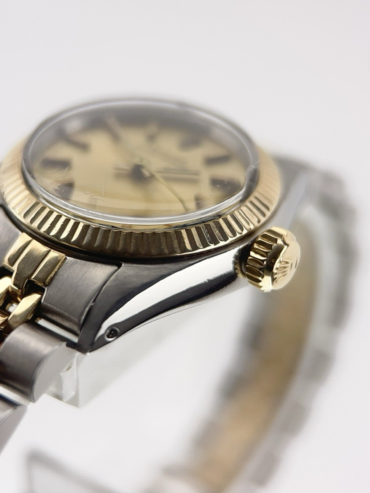 Rolex Lady Oyster Perpetual Gold & Steel Champagne Dial 26mm Women's Watch 6719