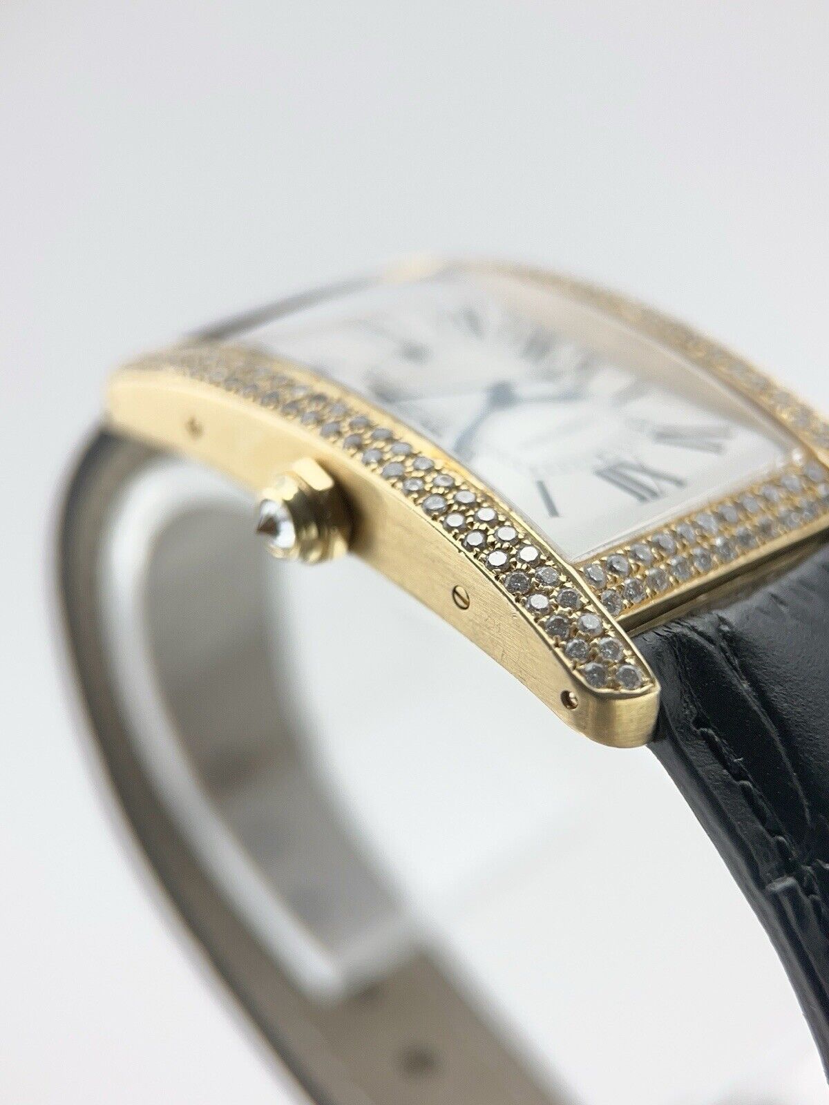 Cartier Tank Large 18k Yellow Gold White Dial 27mm Diamond Watch W2603156