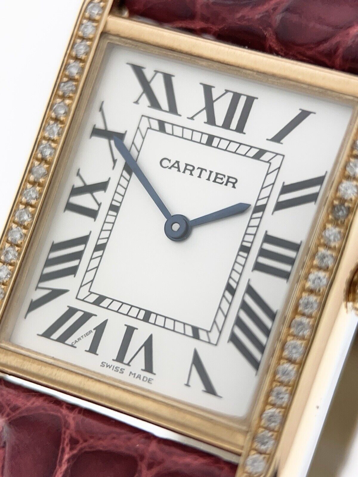 Cartier Tank Solo 18k Yellow Gold 27mm Quartz Men’s Watch Diamond Bezel W5200004