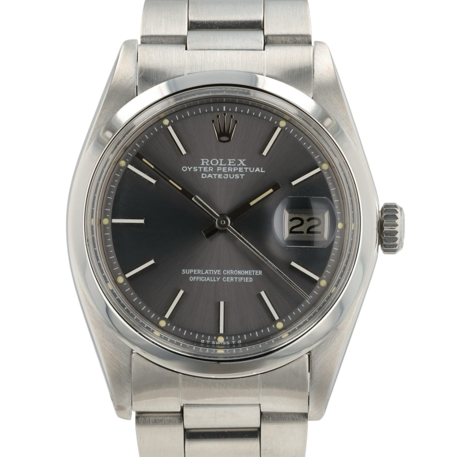Rolex Datejust Gray Dial Stainless Steel 36mm Automatic Movement Mens Watch 1600