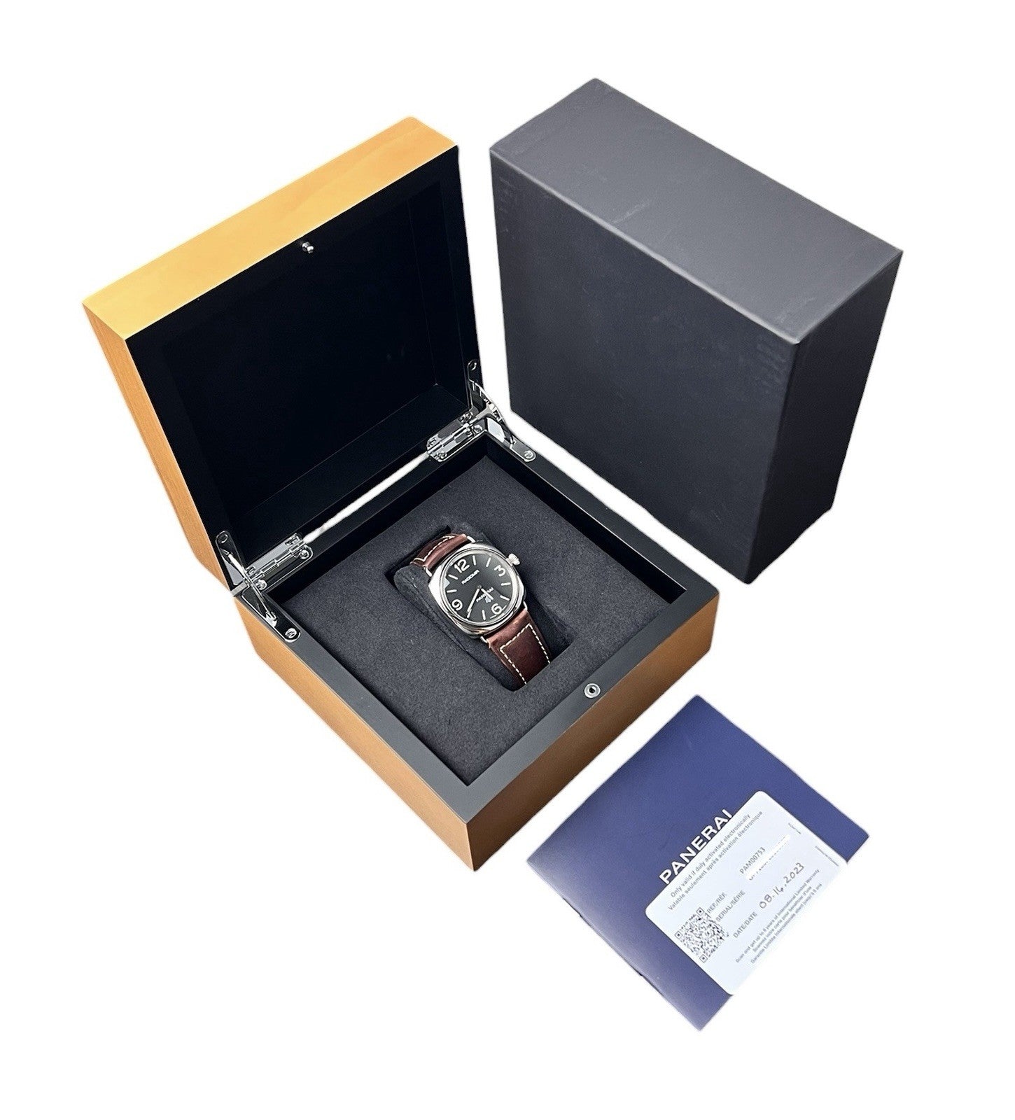 Panerai Radiomir Black Dial Stainless Steel 45mm Manual Wind Mens Watch PAM00753