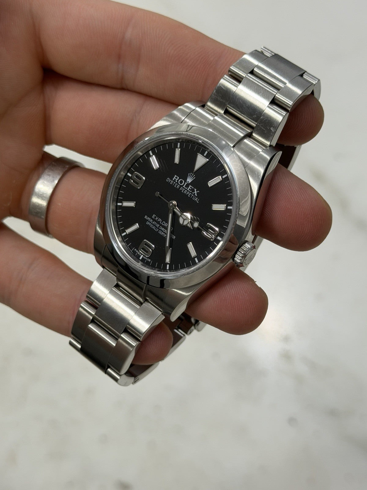 2012 Rolex Explorer  Stainless Steel 39mm MK1 Auto Men’s Watch 214270 W/ Card