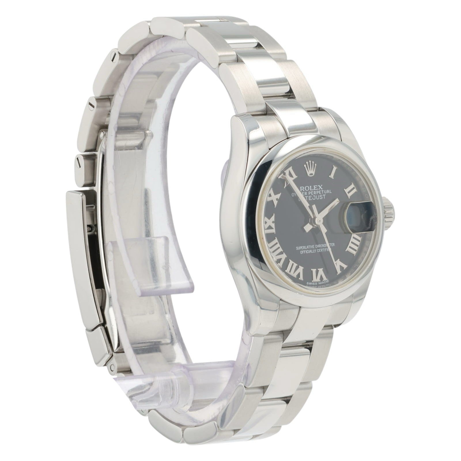 Rolex Ladies Datejust Black Dial Stainless Steel 26mm Automatic Women’s 179160