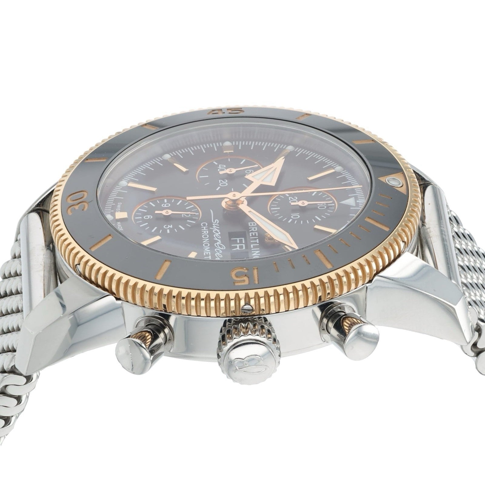 Breitling SuperOcean Black Dial Gold & Steel 44mm Automatic Mens Watch U13313