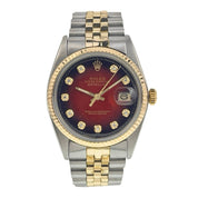 Rolex Datejust Two Tone Gold & Steel Red Dial 36mm Automatic Men’s Watch