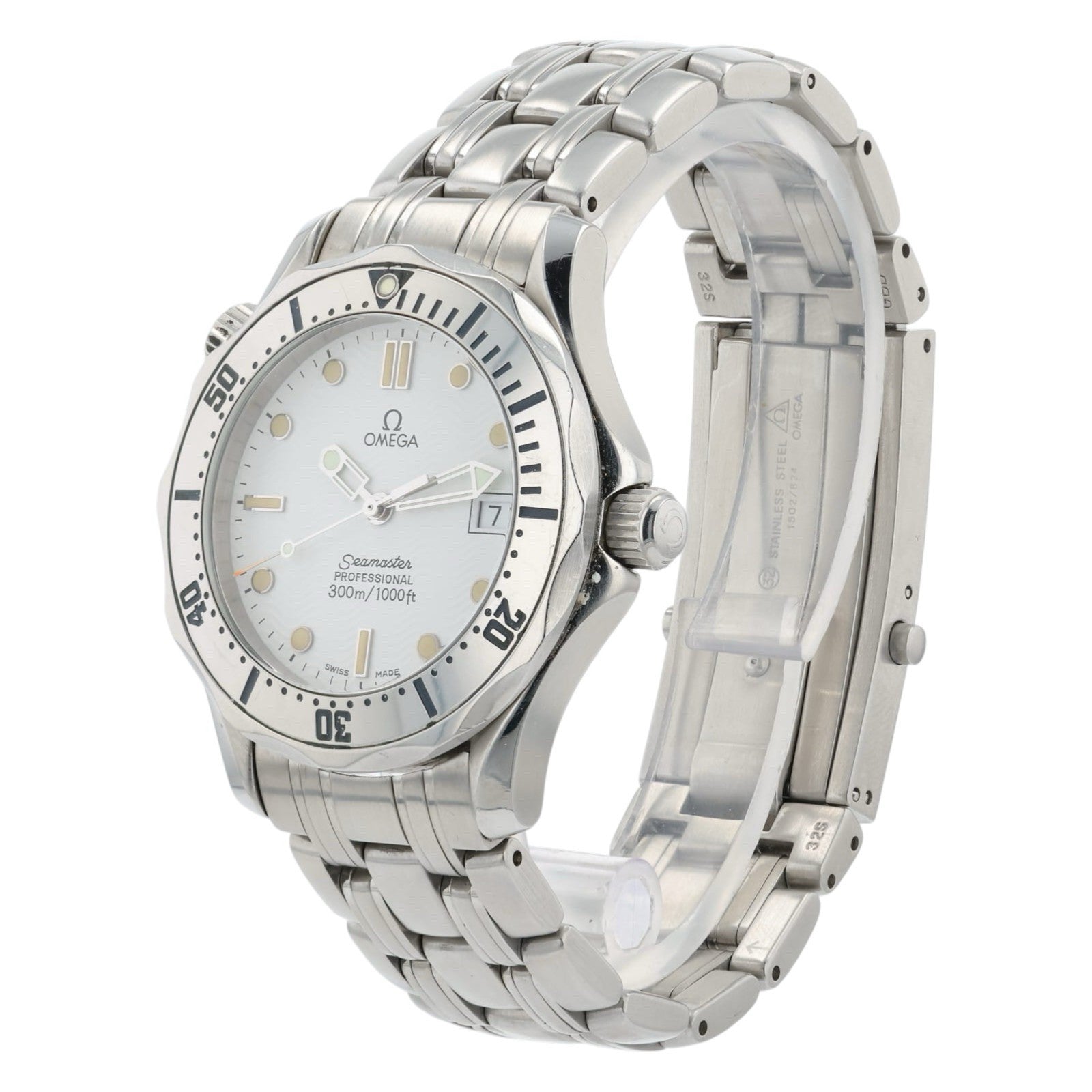 Omega Seamaster 300 White Dial Stainless Steel 36mm Quartz Mens Watch 2562.20