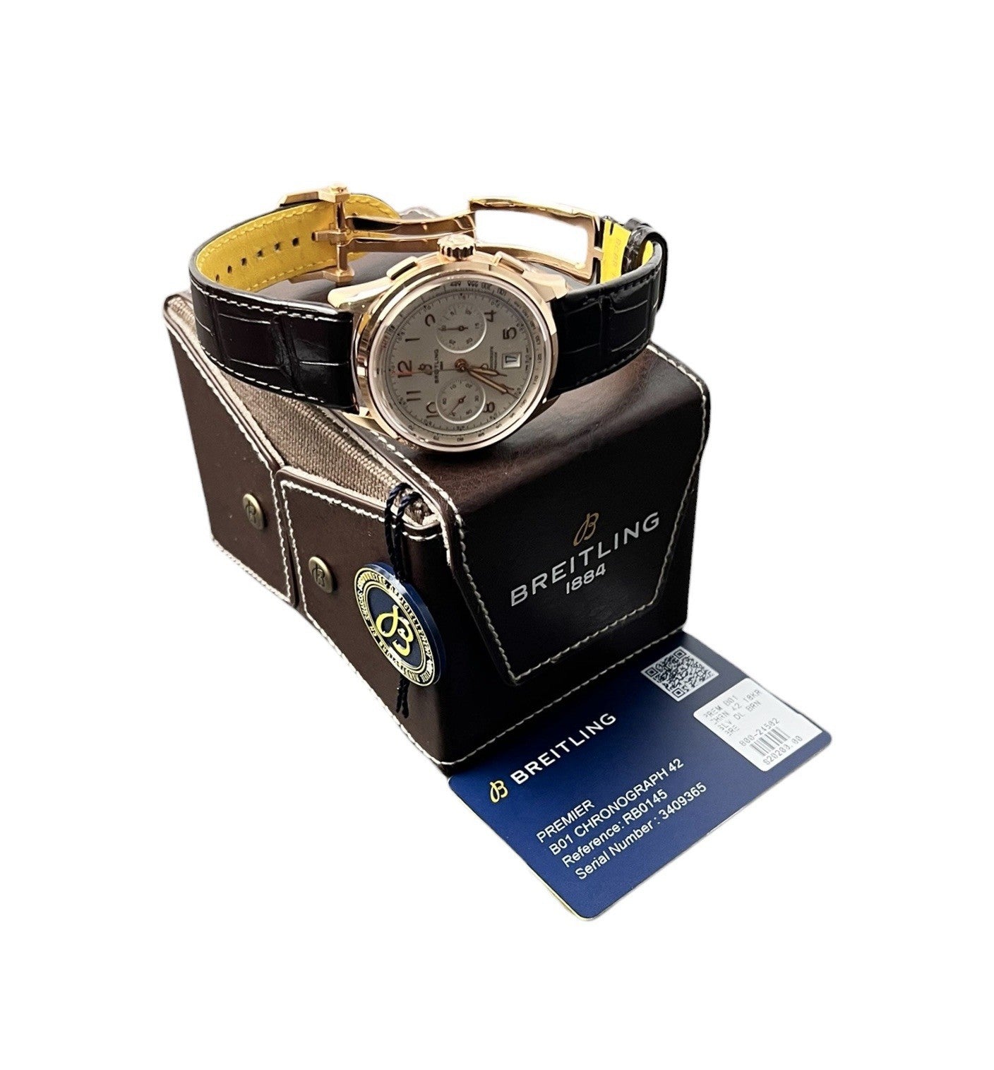 Breitling Premier Champagne Dial 18k Rose Gold 42mm Automatic Men’s Watch RB0145