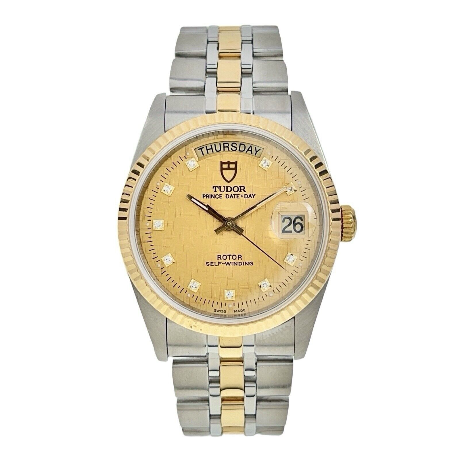 Tudor Prince Date Day Steel & Gold Automatic Men’s Watch 76213 - Box and Papers