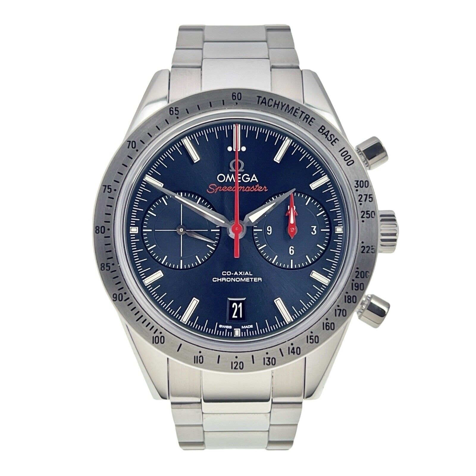 Omega Speedmaster ‘57 Stainless Steel Blue 42mm Automatic Men’s Watch W/ Box