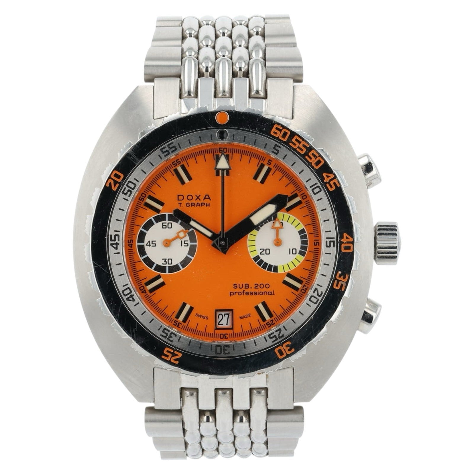 Doxa Sub Stainless Steel Orange Dial 43mm Manual Men’s Watch T-Graph Sub 200