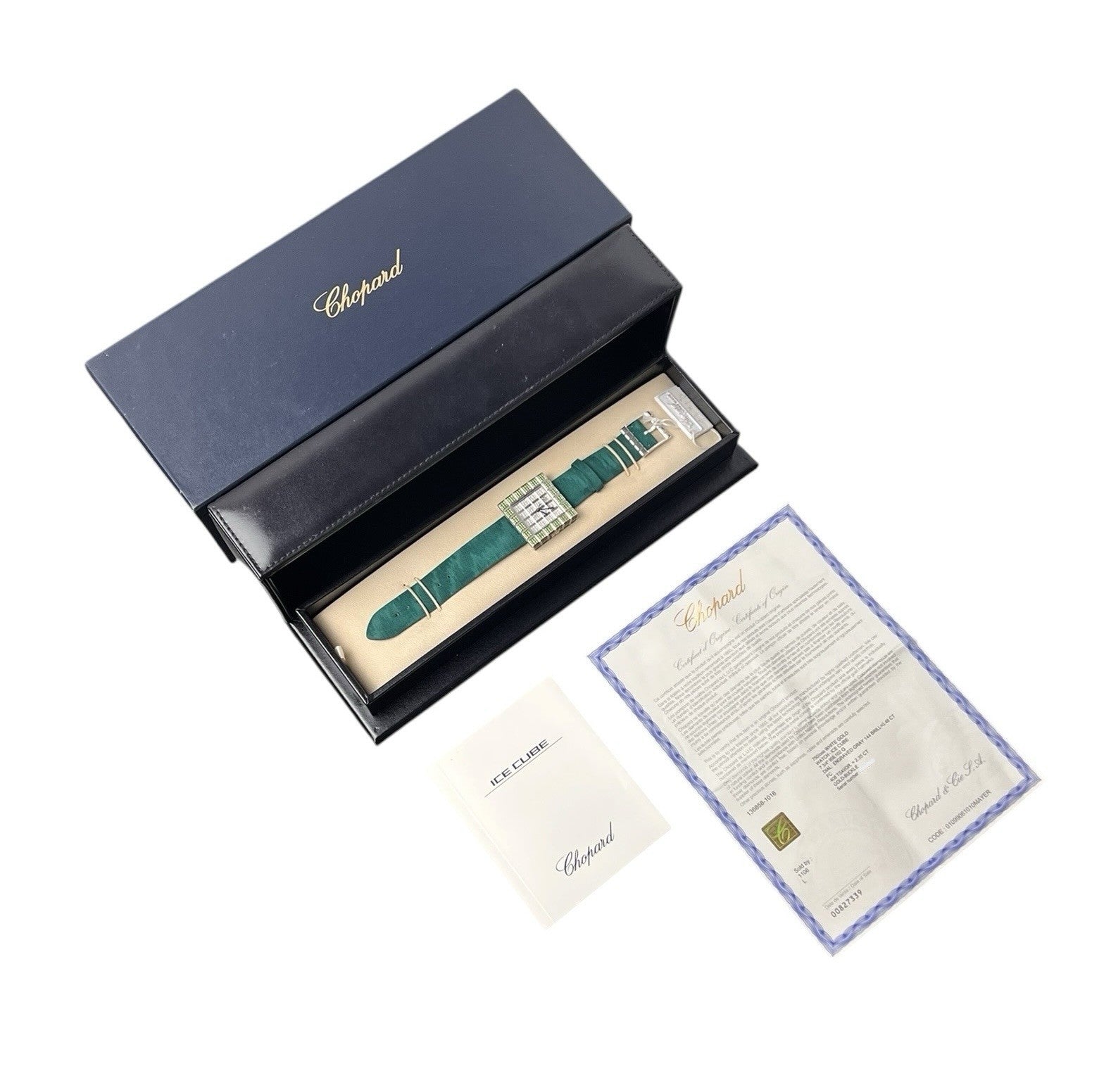 Chopard Ice Cube Diamond Paved Dial 18k White Gold Quartz Watch 7424/8
