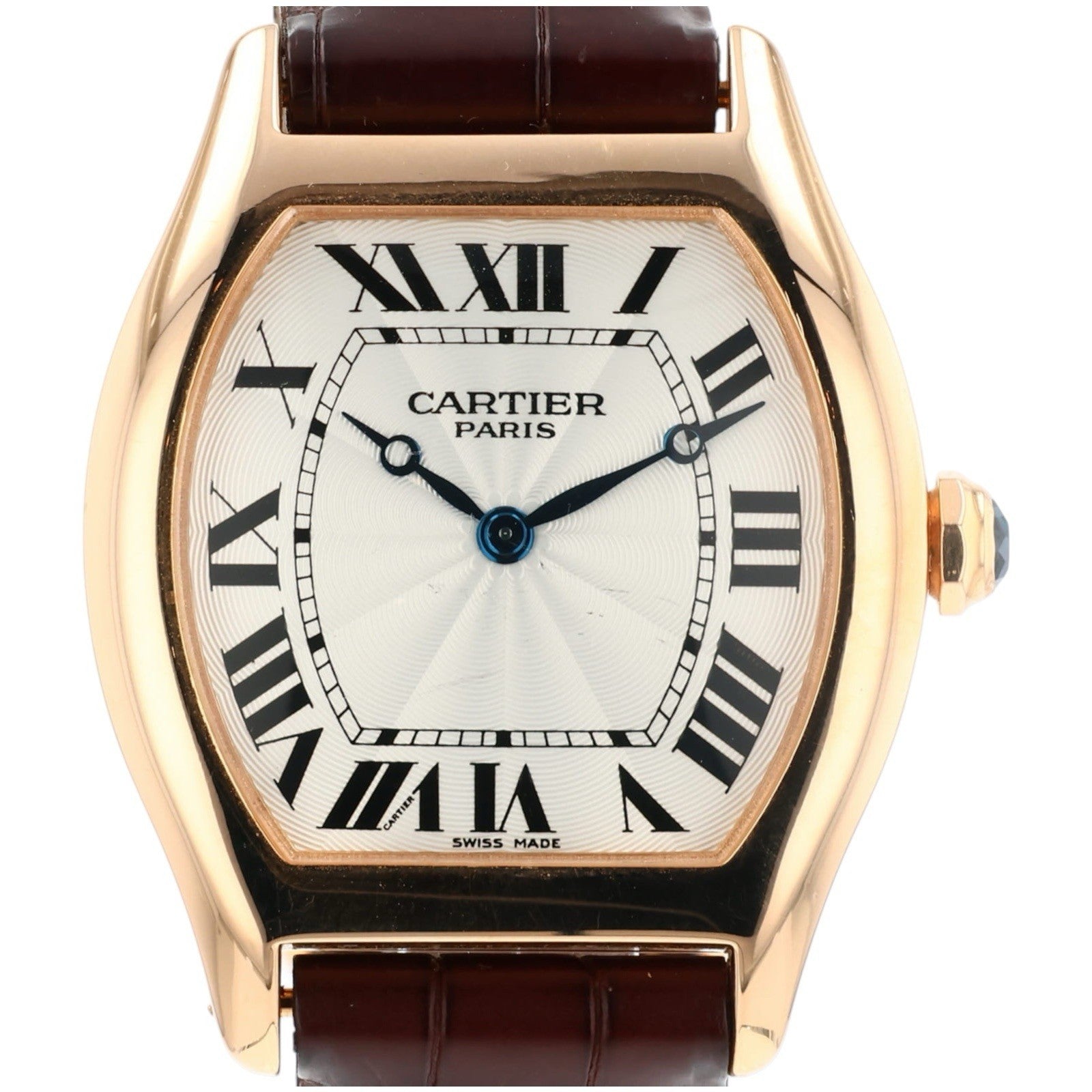 Cartier Tortue 18k Rose Gold Silver Dial 34mm Manual Wind Men’s Watch W15386851
