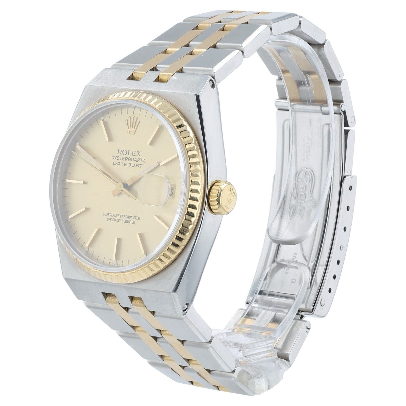 Rolex Datejust Oysterquartz Gold & Steel 36mm Gold Dial Quartz Men’s Watch 17013