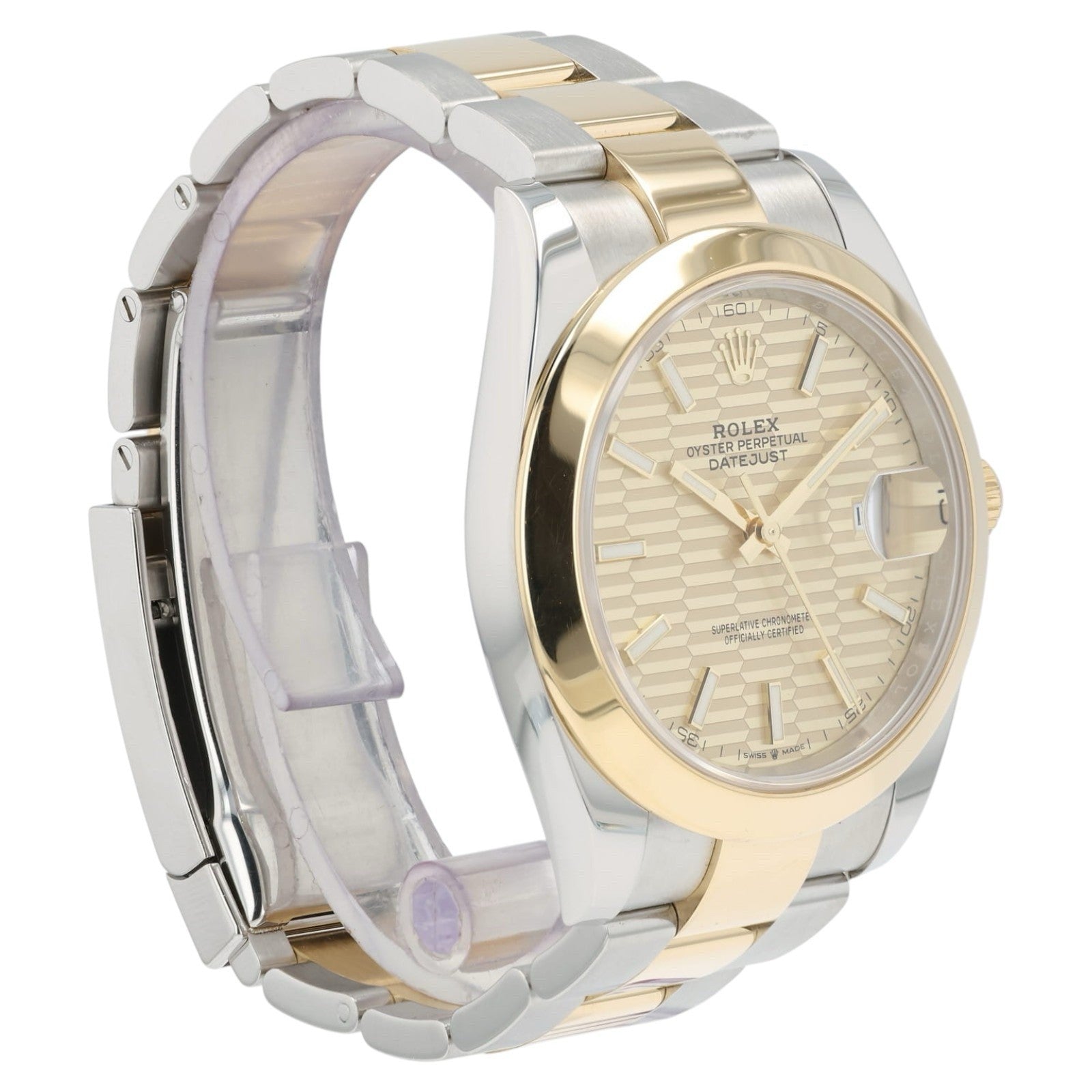Rolex Datejust Champagne Motif Dial 18k Yellow Gold & Steel 41mm Mens 126303
