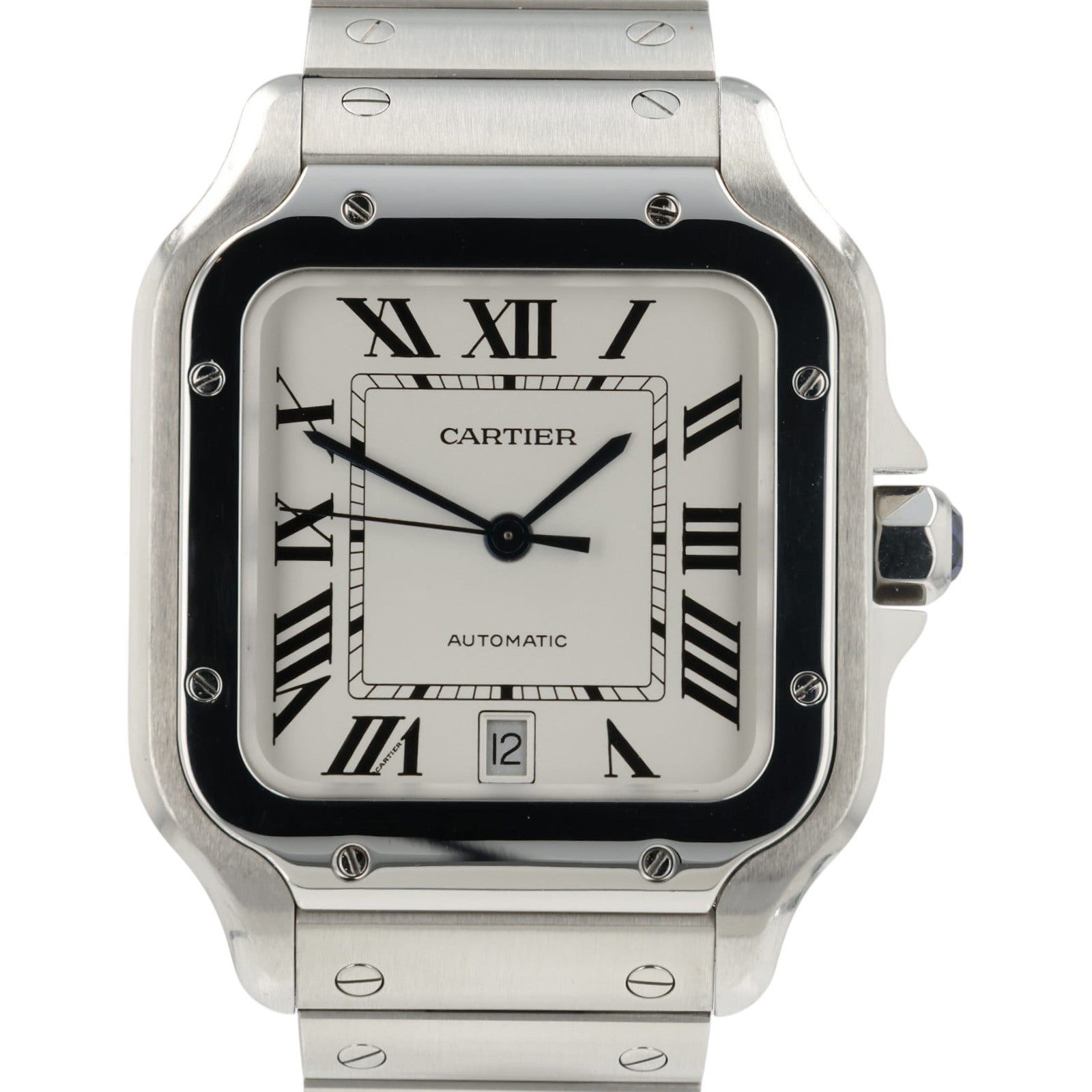 Cartier Santos Silver Color Dial Stainless Steel 39x47mm Automatic Mens WSSA0018
