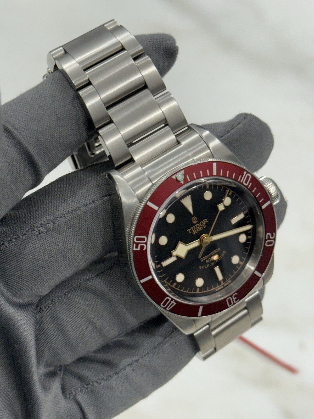 Tudor Black Bay Smiley Stainless Steel Red 41mm Automatic Men's Watch 79220R