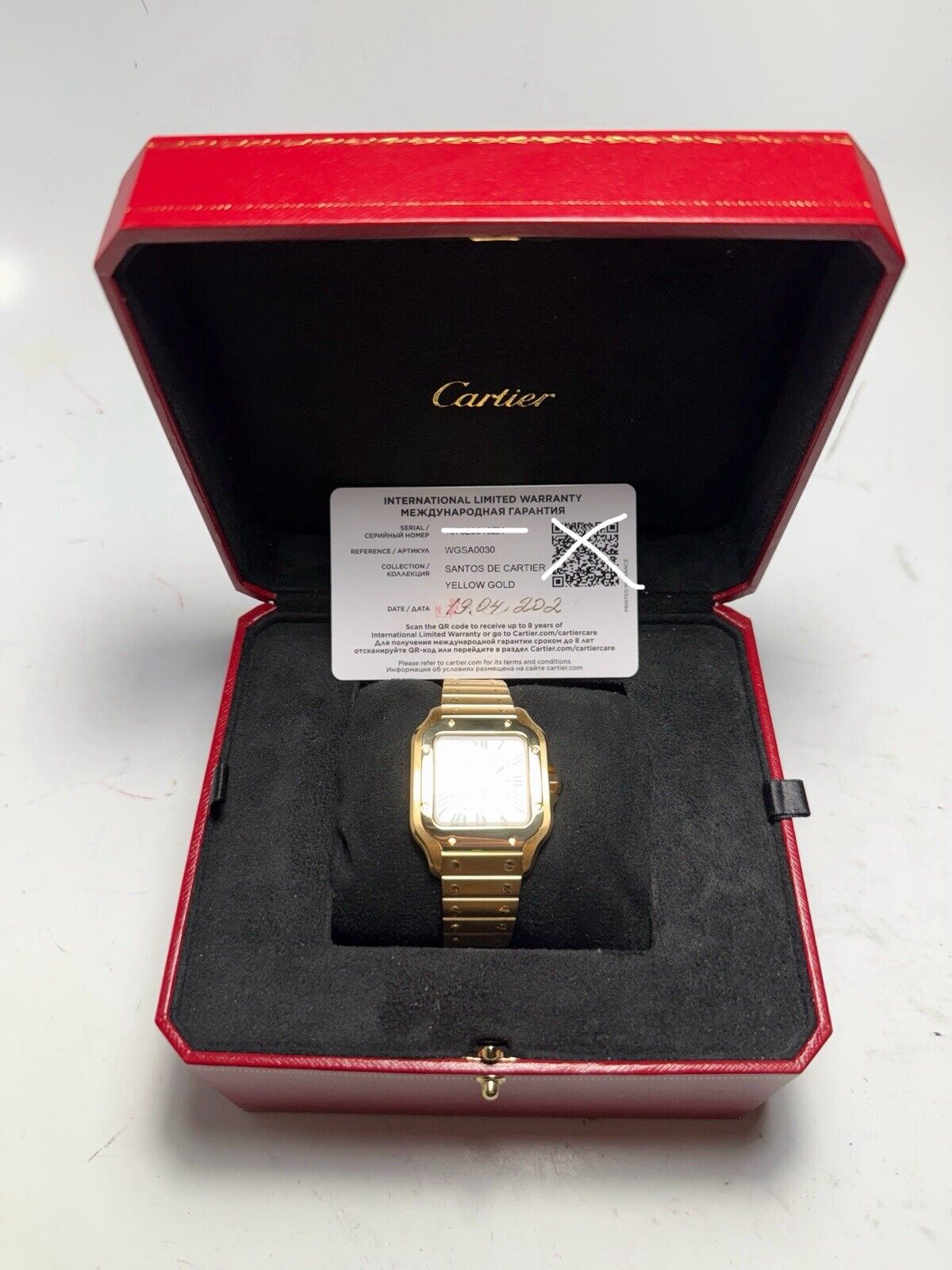 Cartier Santos Medium 18k Yellow Gold 35mm Automatic Men's Watch WGSA0030