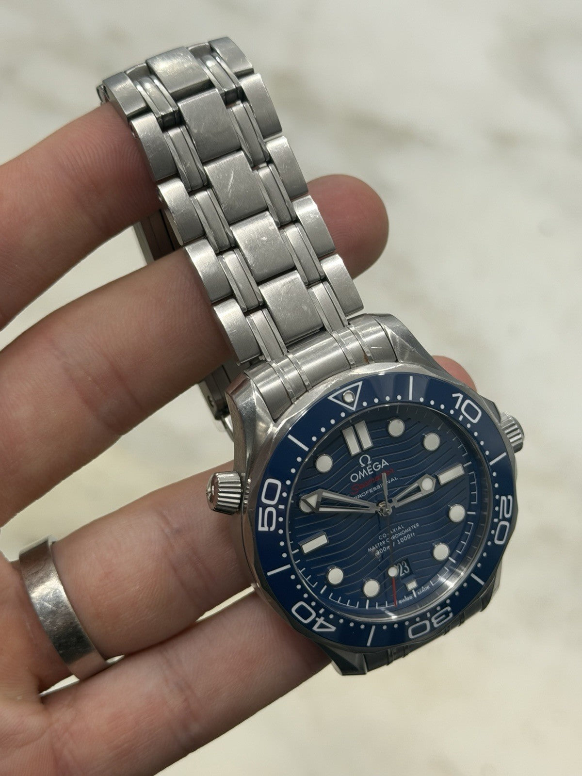 Omega Seamaster Wave 300m Diver Blue Ceramic Watch 210.30.42.20.03.001