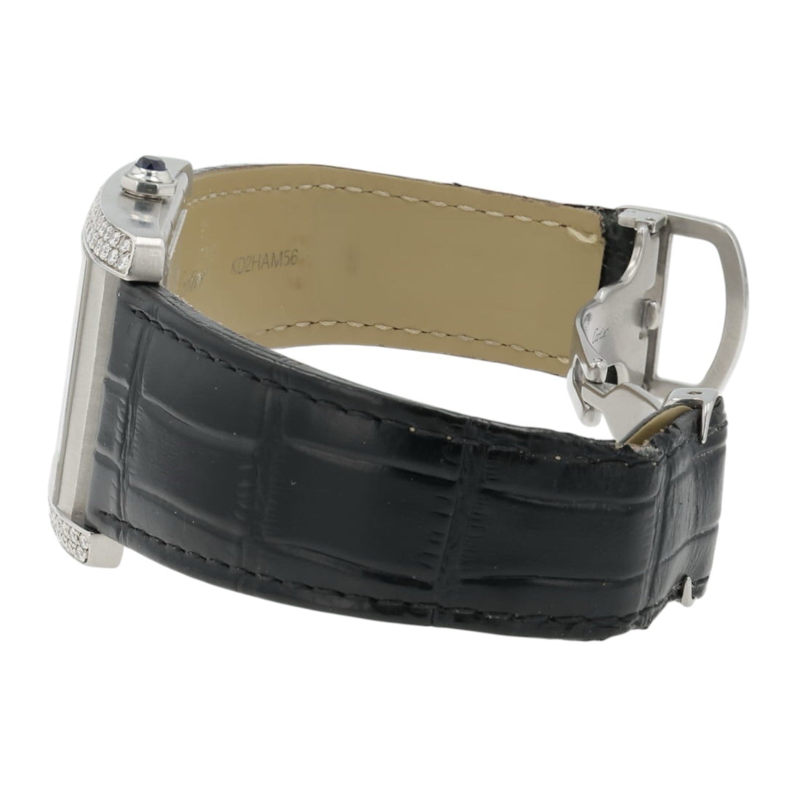 Cartier Tank Silver Dial Stainless Steel Diamond 34mm Automatic Watch WSTA0007