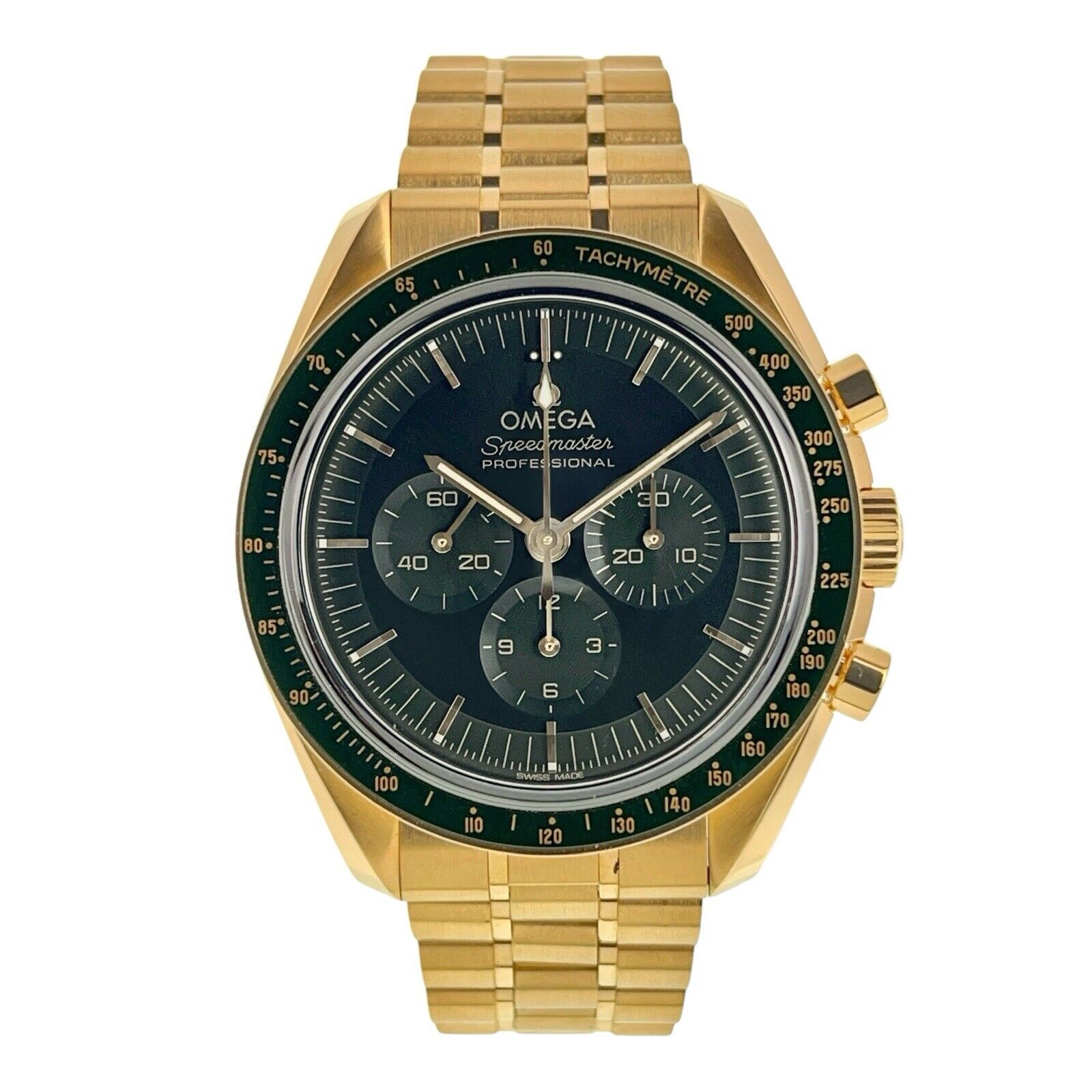 Omega Speedmaster Moonwatch 18k Gold Green Dial 42mm Manual 310.60.42.50.10.001