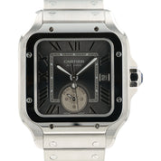 Cartier Santos Dual Time Gray Dial Steel 40.2mm Automatic Mens Watch WSSA0076