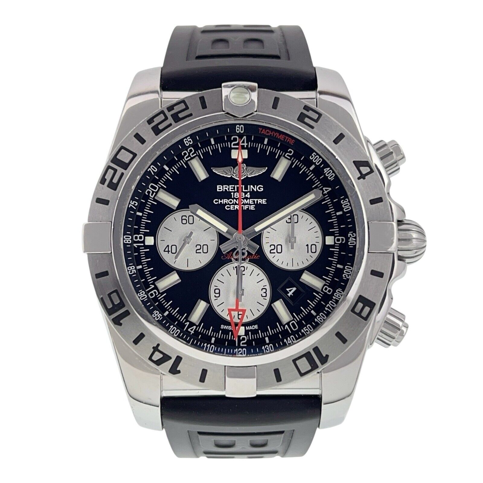 Breitling Chronometer GMT Stainless Steel Black Dial 47mm Automatic Mens AB0413