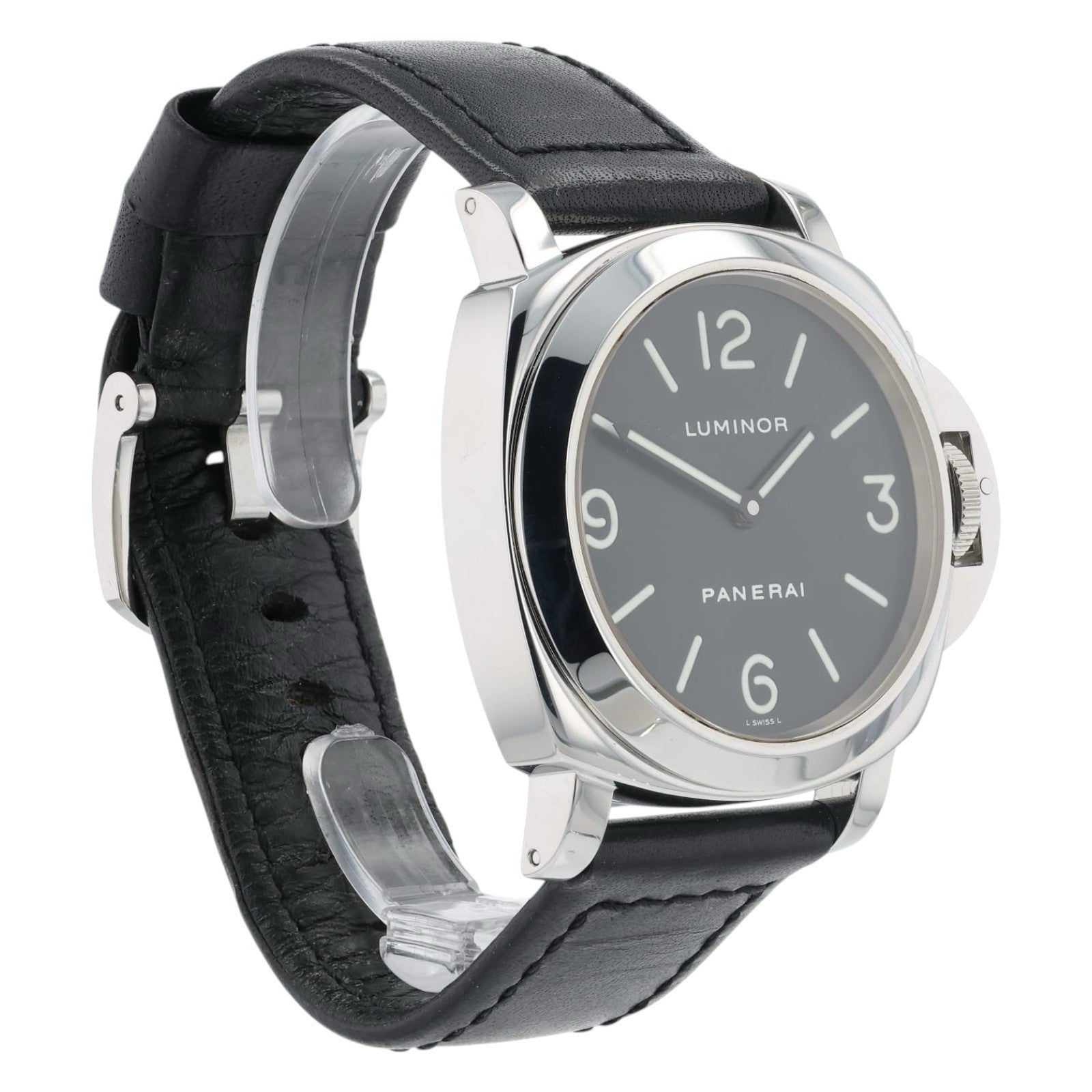 Panerai Luminor Black Dial Stainless Steel 44mm Manual Wind Mens Watch PAM0002