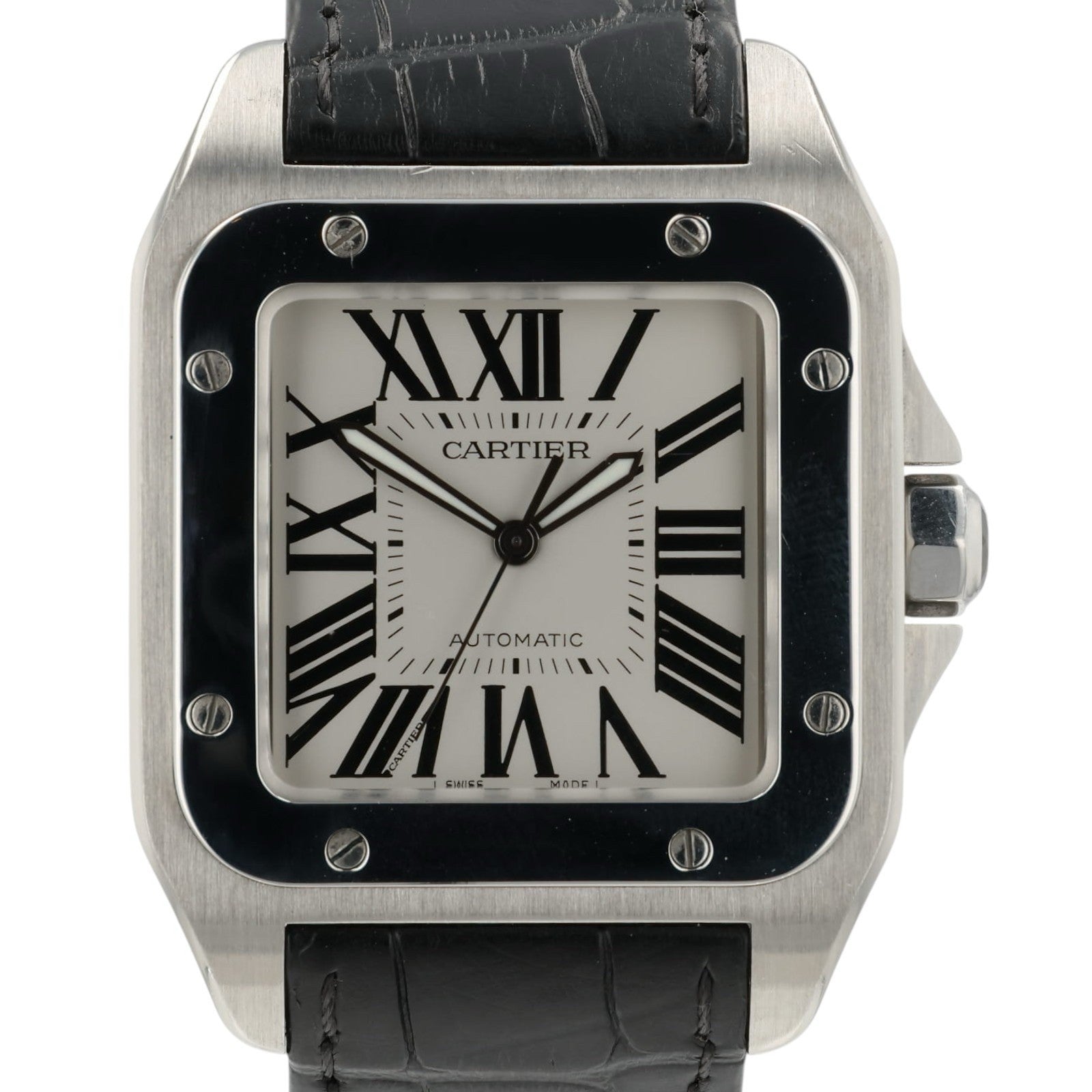 Cartier Santos Silver Dial Stainless Steel 38mm Automatic Men's Watch W20073X8