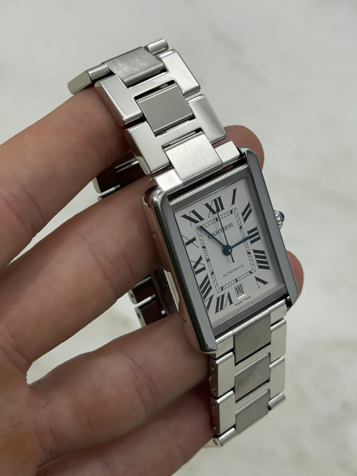 Cartier Tank Solo Date XL Stainless Steel 31mm Automatic Men's Watch W5200028