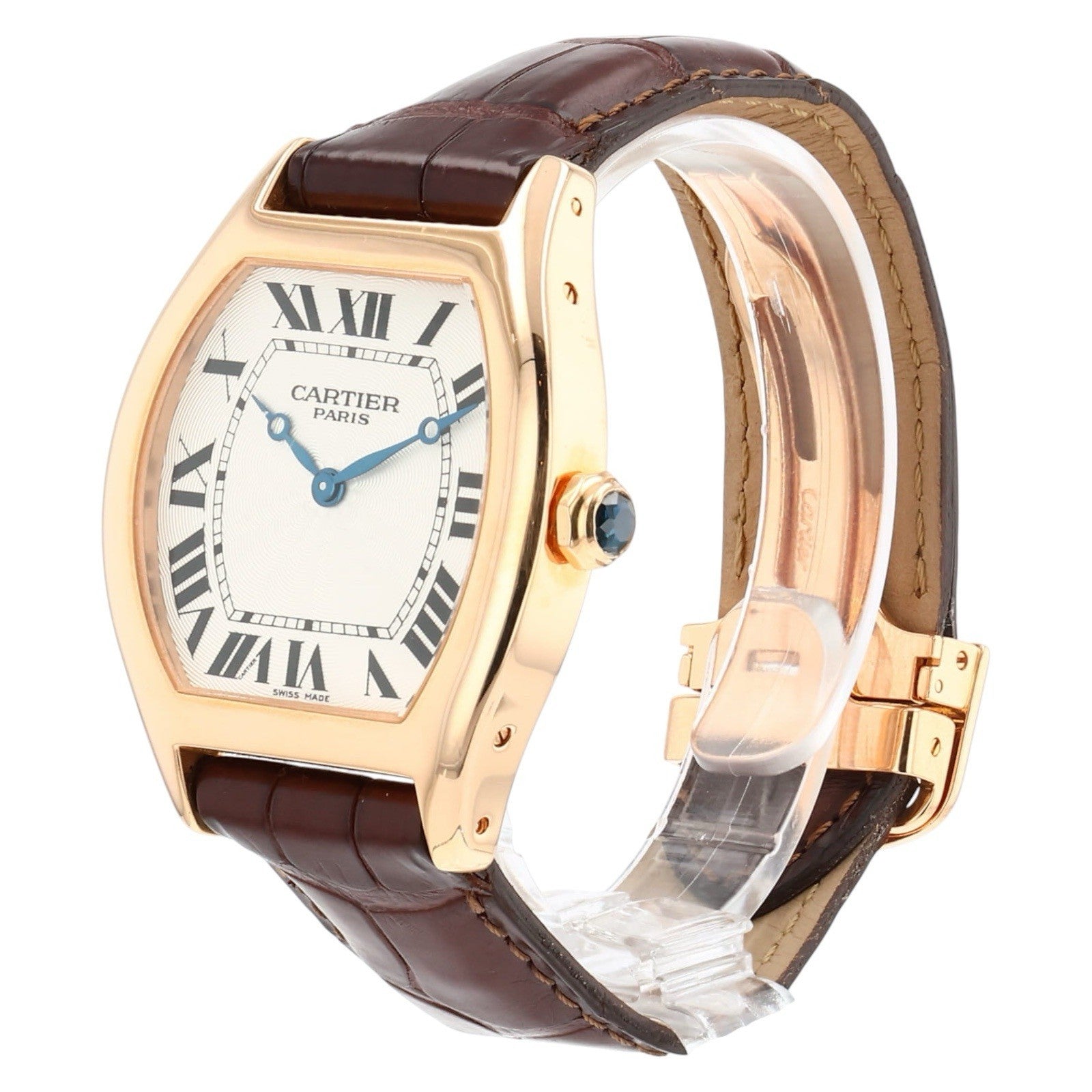 Cartier Tortue 18k Rose Gold Silver Dial 34mm Manual Wind Men’s Watch W15386851