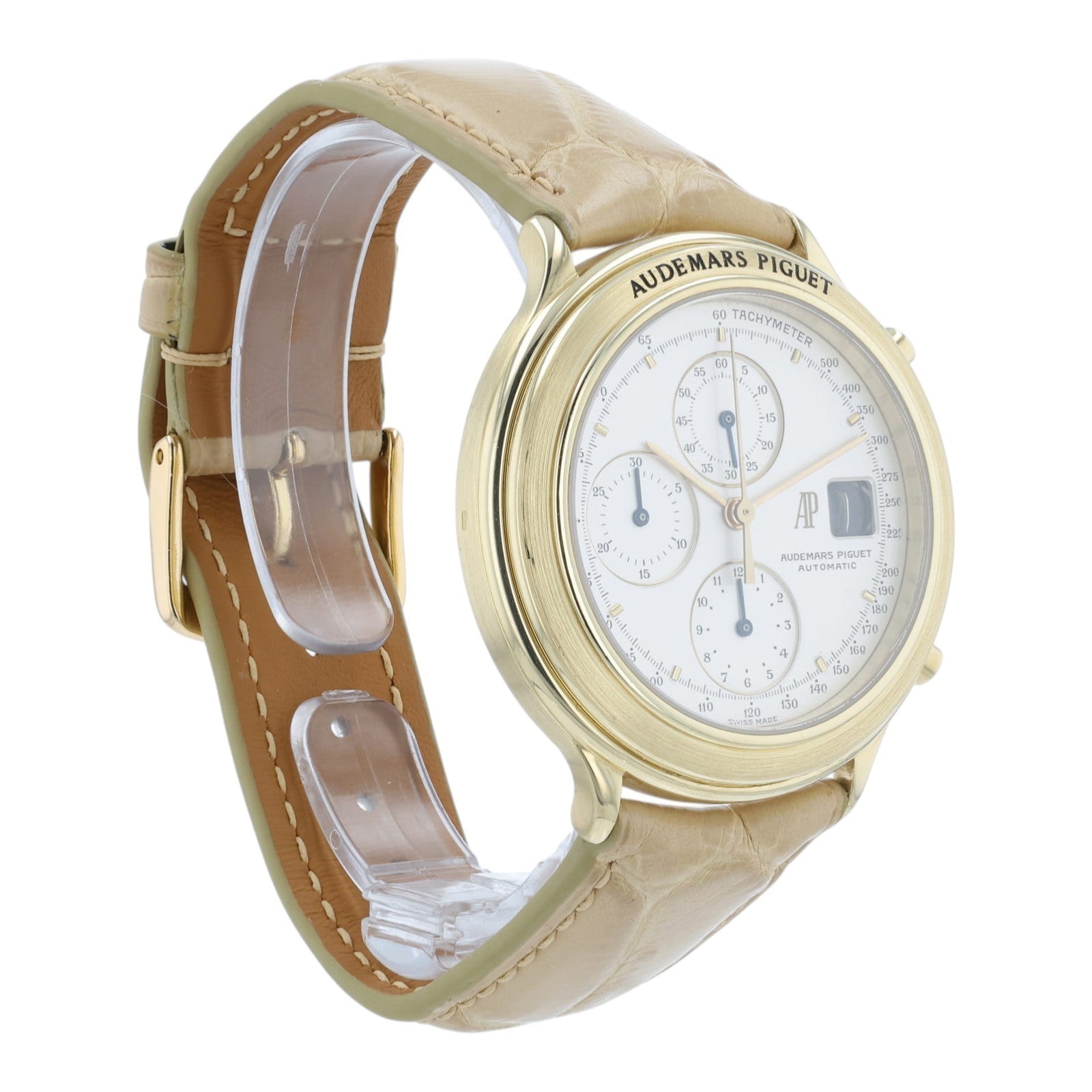 Audemars Piguet Huitieme 18k Yellow Gold White Dial Mens 40mm Watch 25644BA