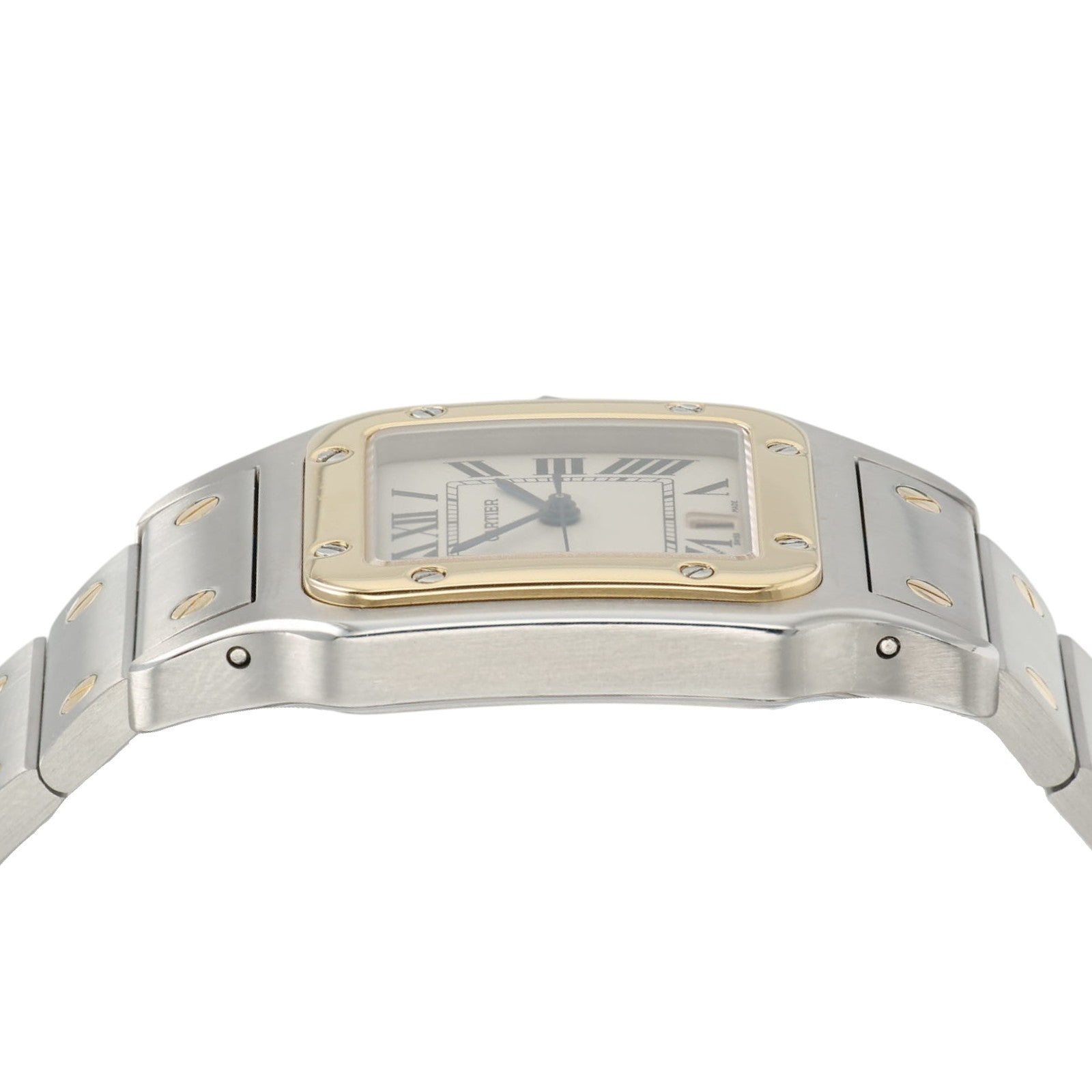 Cartier Santos Galbee Silver Dial 18k Yellow Gold & Steel 29mm Watch W20011C4