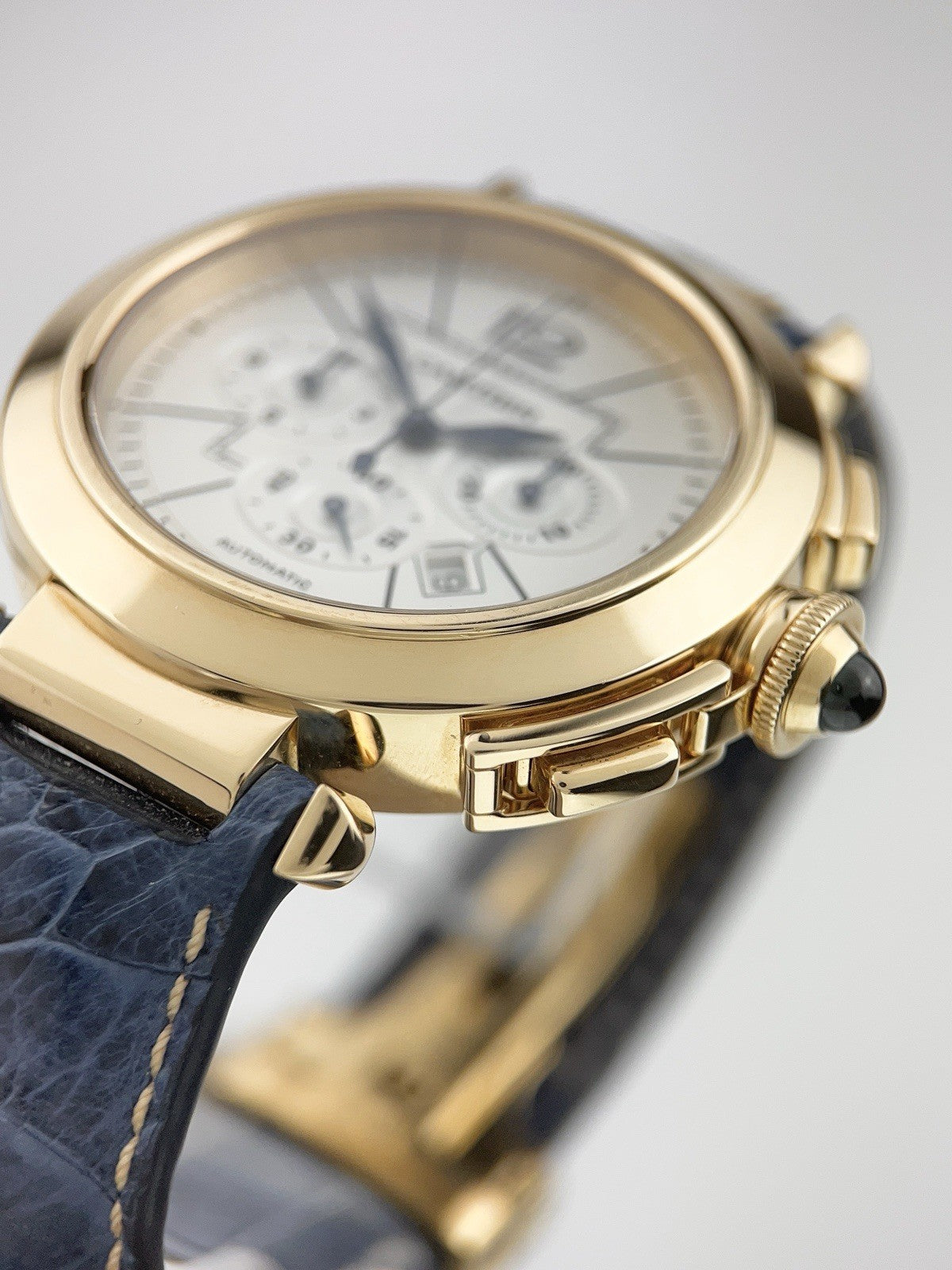 Cartier Pasha 18k Yellow Gold Silver Dial 42mm Automatic Men's Watch W3020151