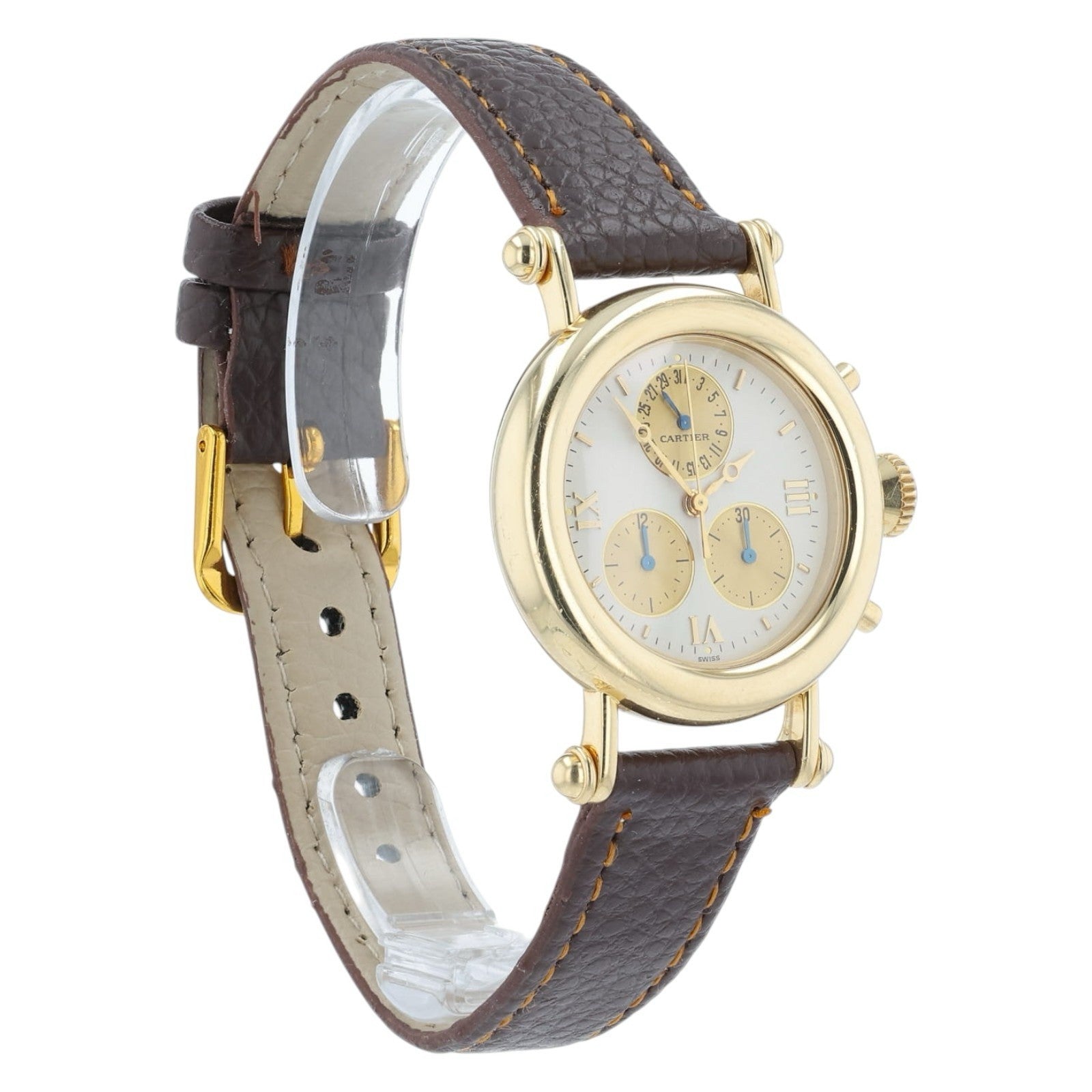 Cartier Diablo 18k Yellow Gold White Dial 32mm Quartz Movement Womens Watch 1400