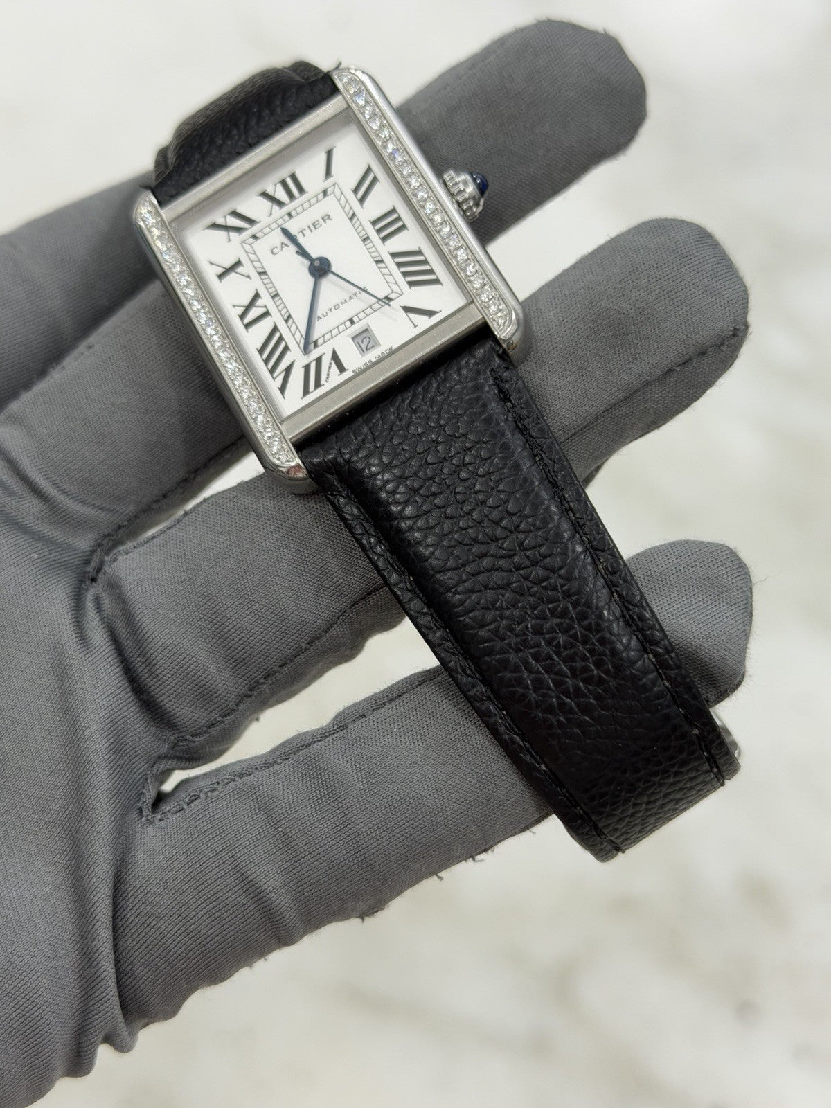 Cartier Tank Solo XL Men's Automatic Watch WSTA0029 - Aftermarket Diamonds
