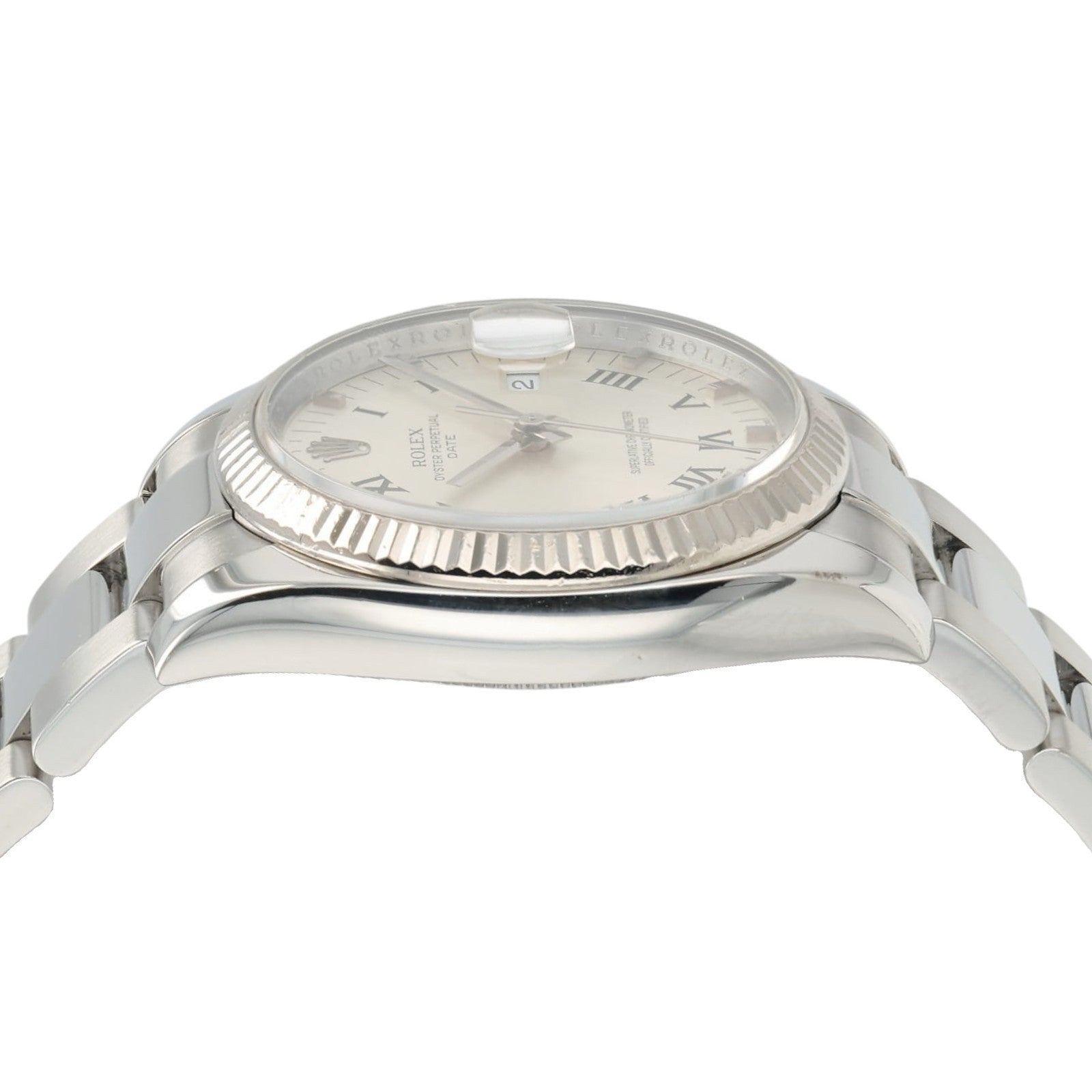Rolex Date Silver Roman Dial Stainless Steel 34mm Automatic Watch 115234