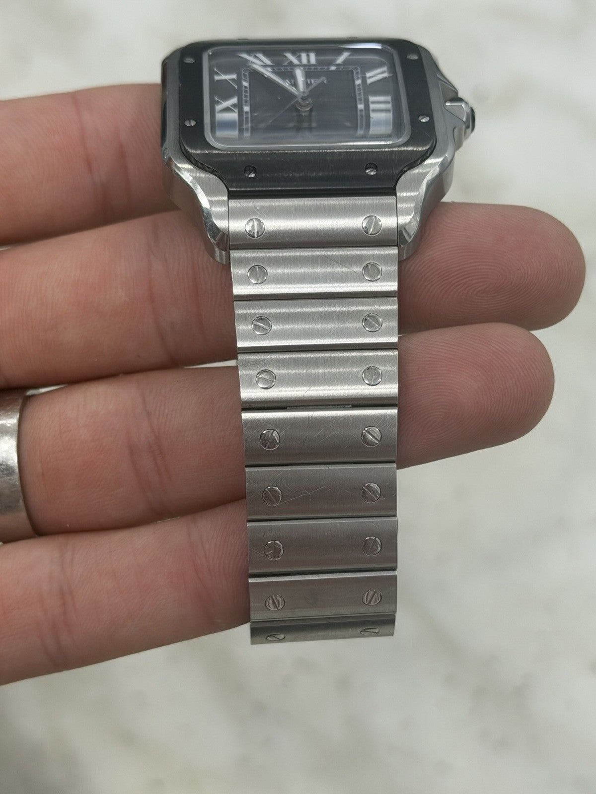 Cartier Santos Stainless Steel Grey Dial 39.8mm Automatic Men's Watch WSSA0037