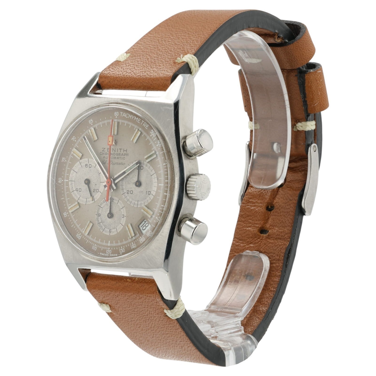 Zenith Chronograph El Primero Vintage Brown Dial Steel 37mm Automatic Mens A385