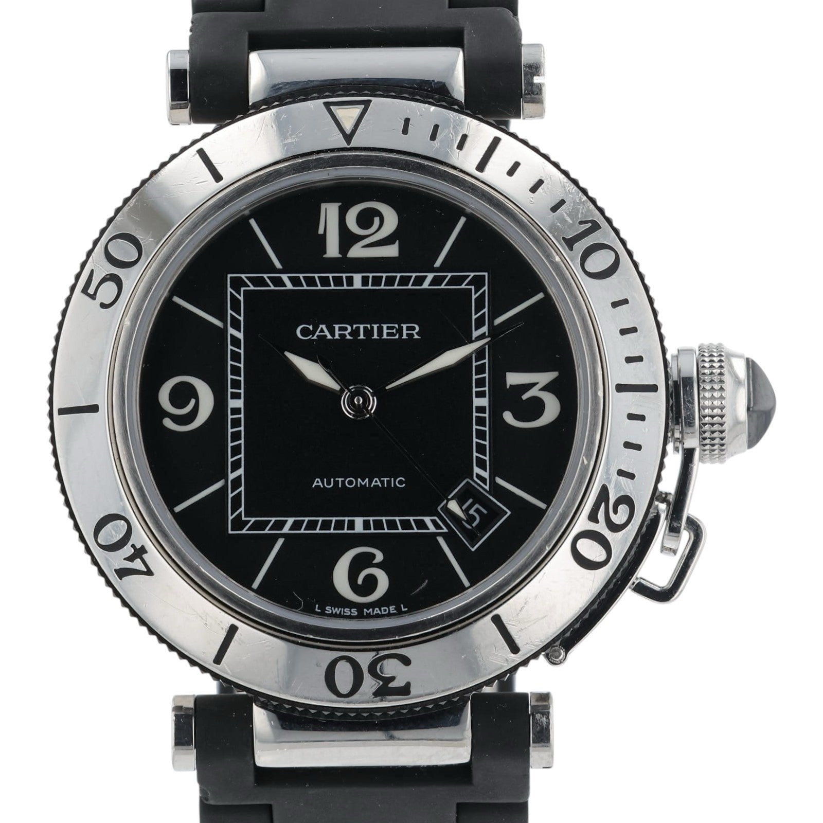Cartier Pasha Seatimer Black Dial Stainless Steel 40.5mm Automatic Mens W31077U2