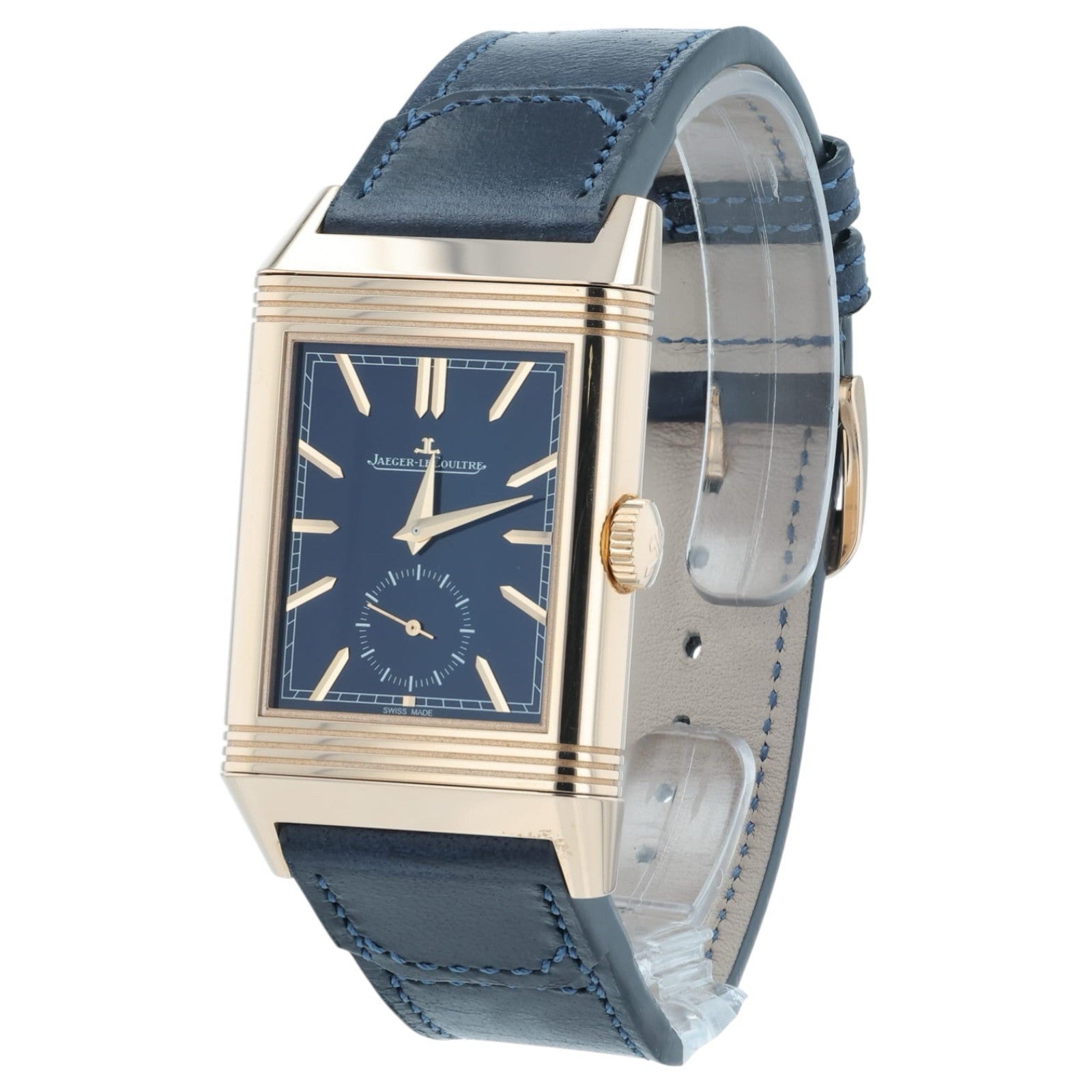 JLC Reverso Duoface Silver & Blue Dial Steel 47x28mm Manual Wind Mens Q3982590
