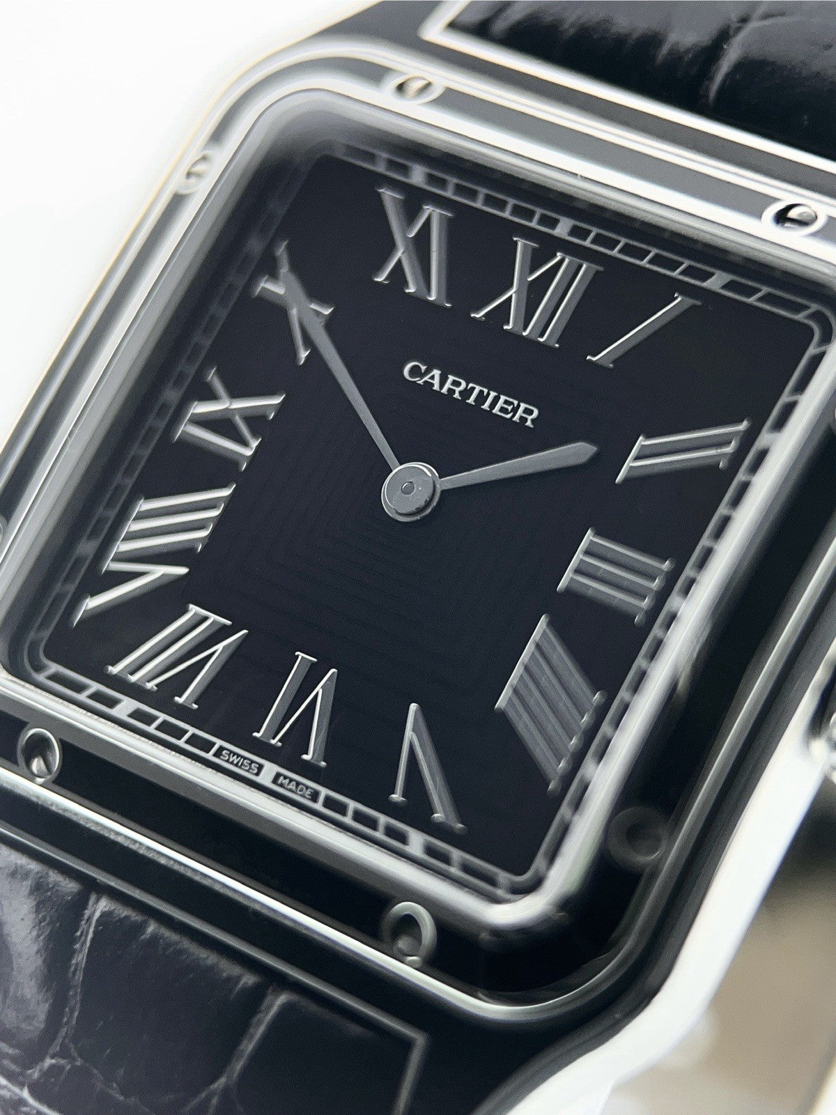 Cartier Santos Dumont Steel Black Dial 31mm Manual Wind Men’s Watch WSSA0046