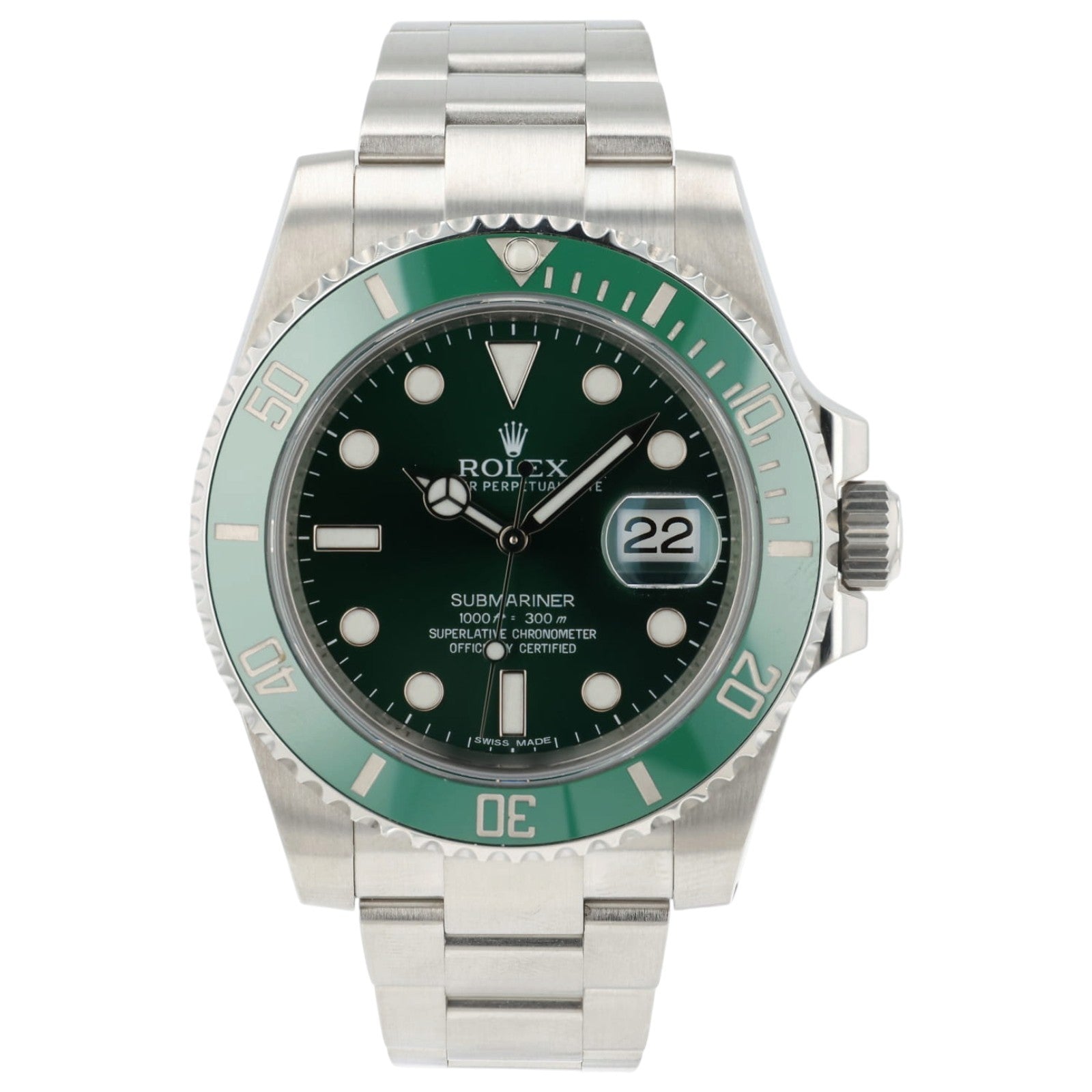 Rolex Submariner “Hulk” Green Dial Steel 40mm Automatic Men's Watch 116610LV