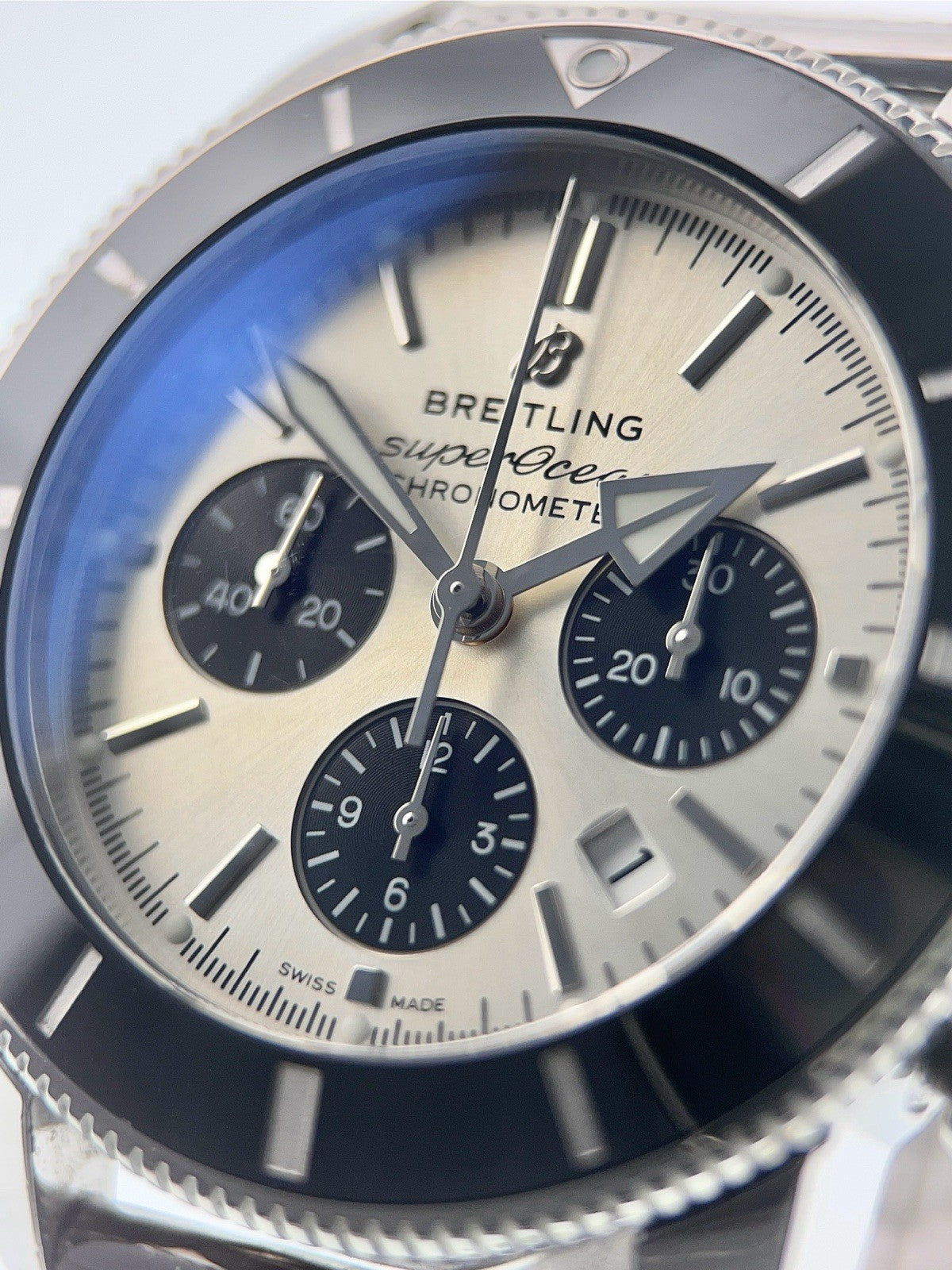 Breitling Superocean Chrono Steel Silver Dial 44mm Automatic Mens Watch AB0162