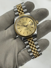 Rolex Datejust Yellow Gold And Stainless Steel 36mm Jubilee 16013 Champagne