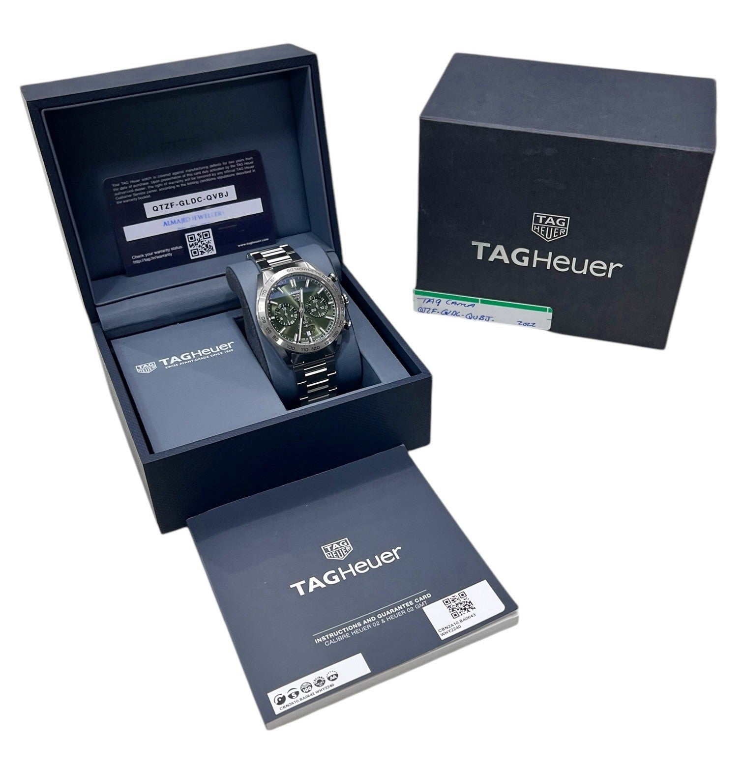 Tag Heuer Carrera Stainless Steel Green Dial 44mm Automatic Men’s Watch CBN2A10