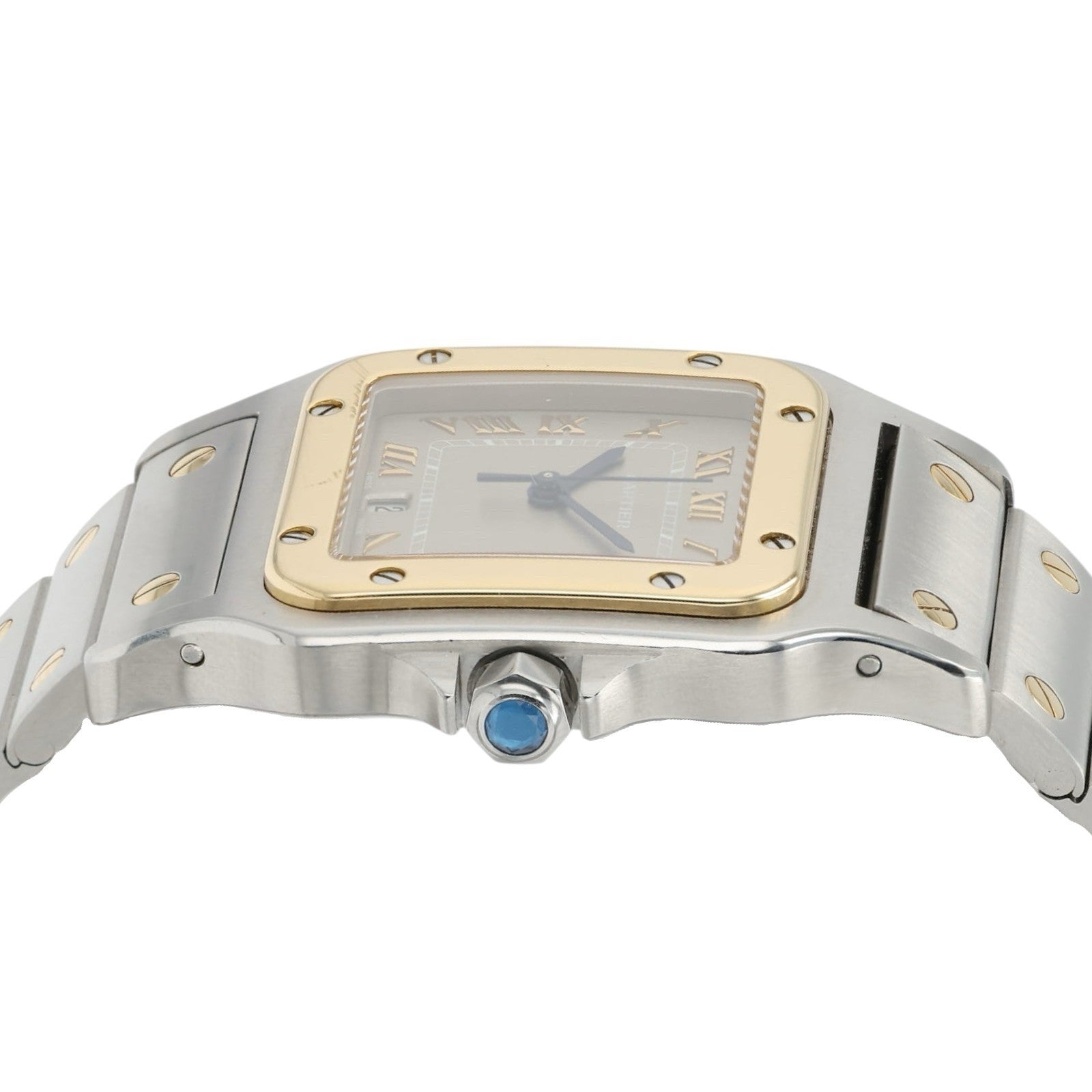 Cartier Santos Galbee Anthracite Dial Gold & Steel 29mm Quartz Men’s Watch 1566