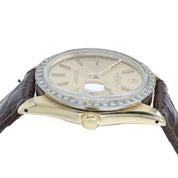 Rolex Date Champagne Dial 14k Gold Diamond Bezel 34mm Automatic Men's Watch 1503