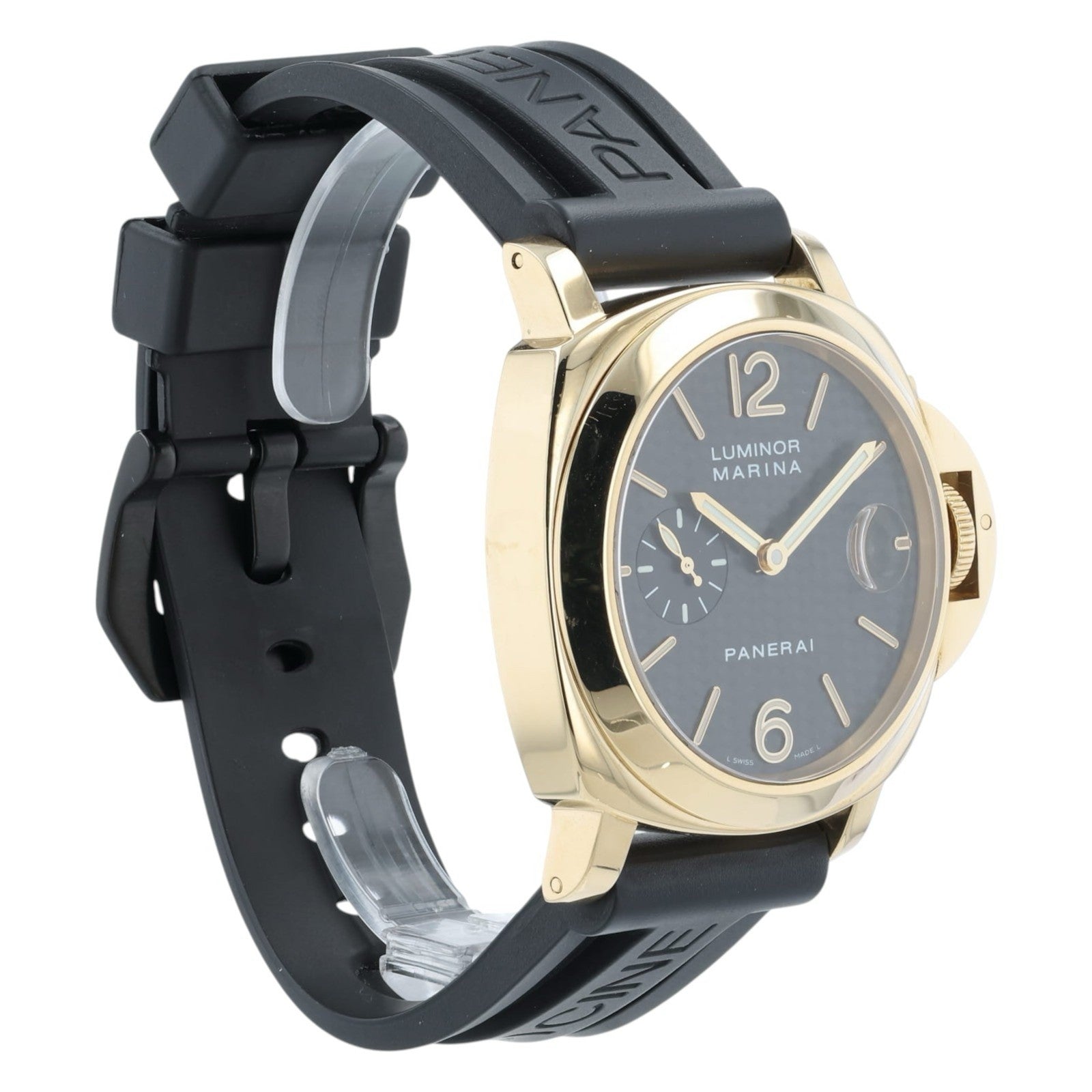 Panerai Luminor Marina Black Dial 18k Yellow Gold 44mm Automatic Mens PAM00140