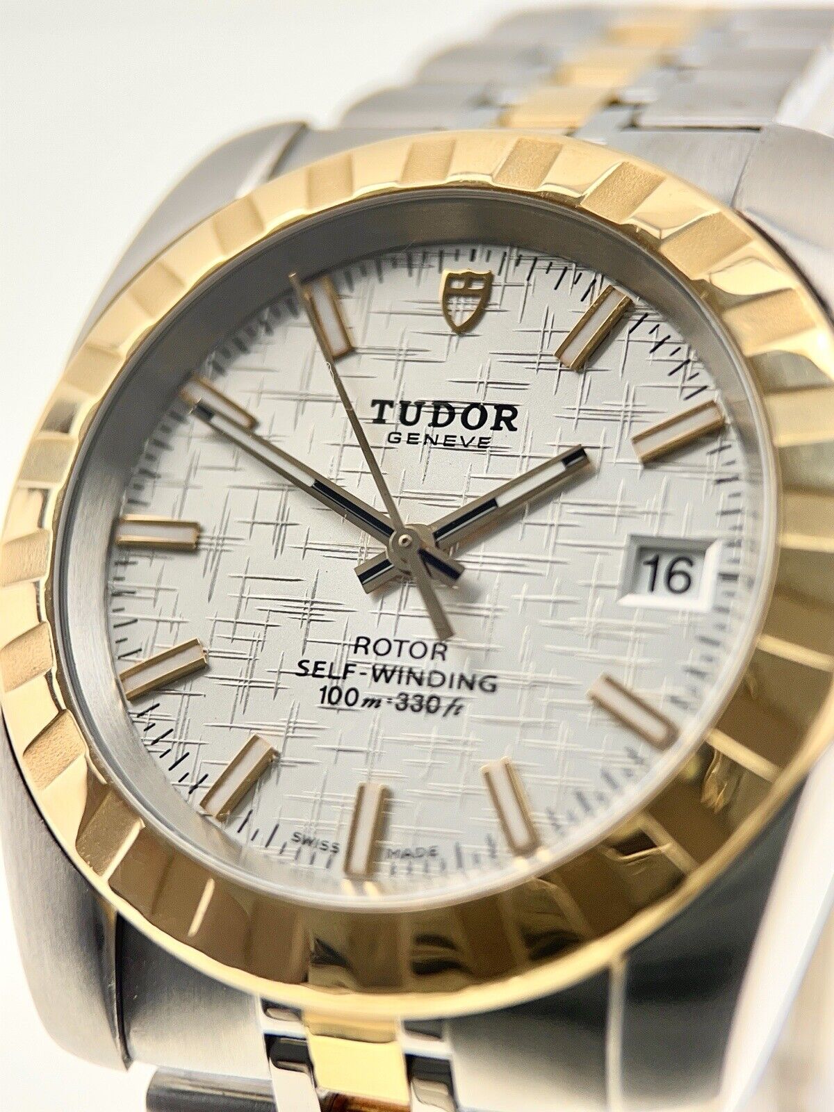 Tudor Classic Date Steel & Gold 38mm Linen Dial Automatic Men’s Watch 21013